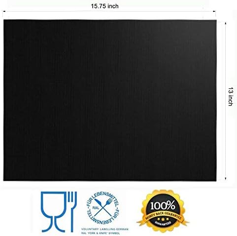 Grill Mat Set of 6-100% Non-Stick Reusable Mats for Gas, Charcoal or Electric Grills - Easy to Clean - 15.75 x 13-Inch, Black