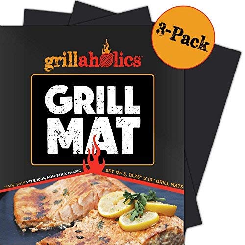 Grillaholics BBQ Mesh Grill Mat - Set of 2 Grill Mats Non Stick - Nonstick Grilling with More Delicious Smoky Flavor - Lifetime Manufacturer Warranty