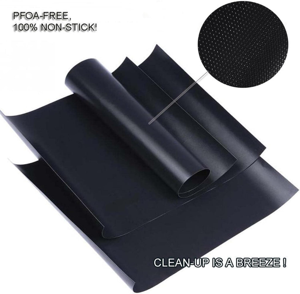 Grill Mat Set of 6-100% Non-Stick Reusable Mats for Gas, Charcoal or Electric Grills - Easy to Clean - 15.75 x 13-Inch, Black