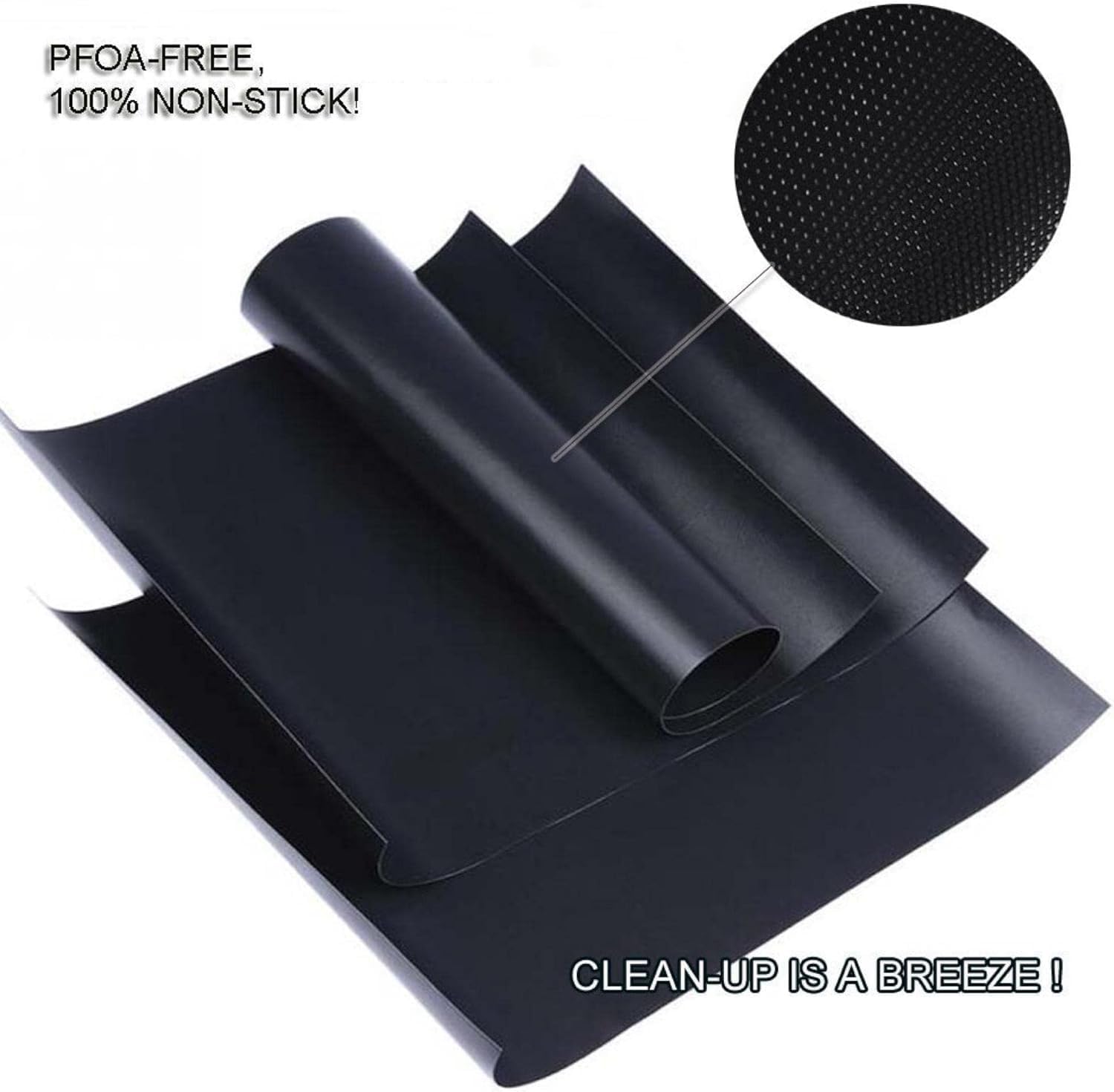 Grill Mat Set of 6-100% Non-Stick Reusable Mats for Gas, Charcoal or Electric Grills - Easy to Clean - 15.75 x 13-Inch, Black