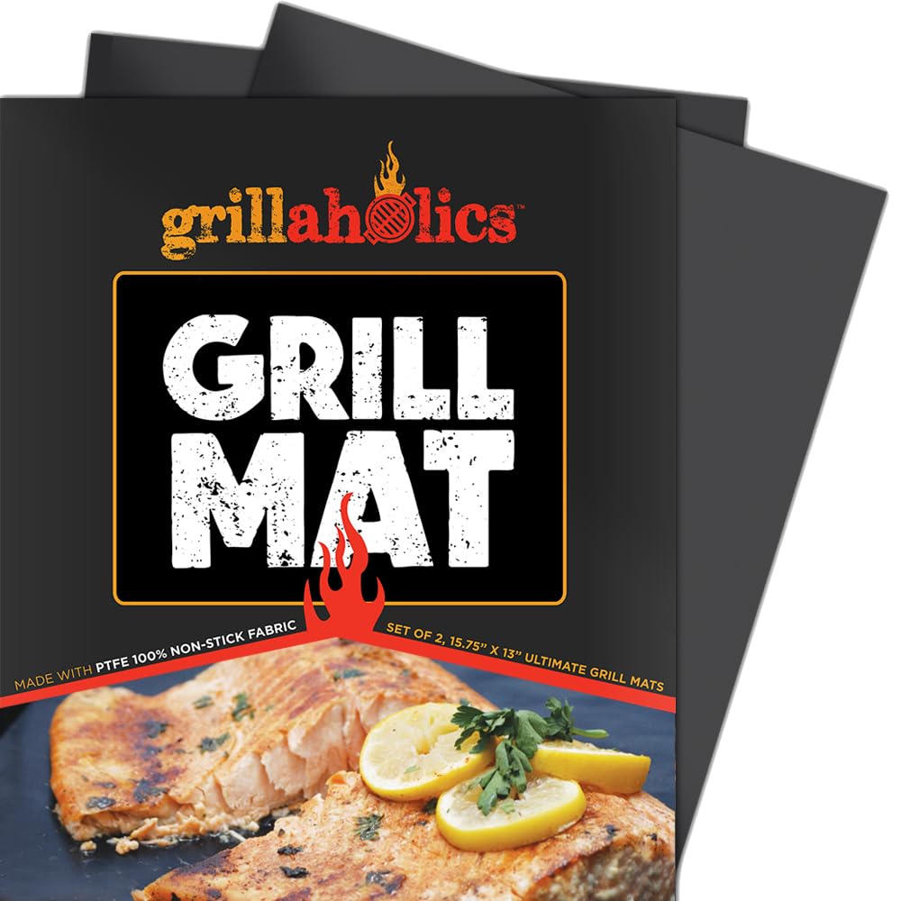 Grillaholics BBQ Mesh Grill Mat - Set of 2 Grill Mats Non Stick - Nonstick Grilling with More Delicious Smoky Flavor - Lifetime Manufacturer Warranty