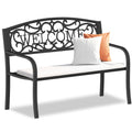 Outdoor Bench Garden Bench, Weatherproof Anti-Rust Heavy-Duty Outside Benches Clearance, Wrought Iron Metal Bench for Front Porch, Patio, Park