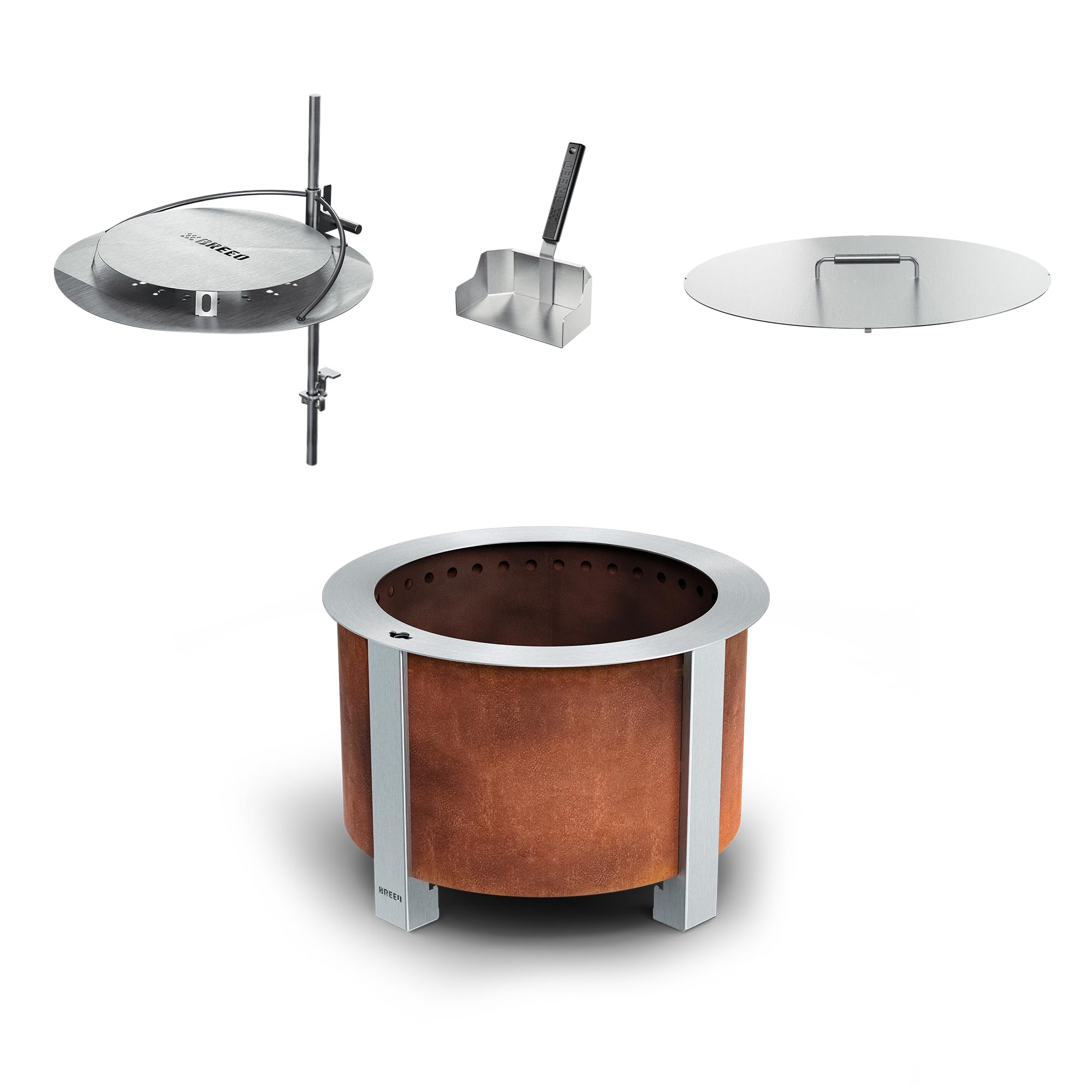 Breeo Smokeless Fire Pit (X Series 24, Corten Steel) | 27.5 inch Smokeless Firepit for Outside | 62 Pounds | Ideal for Families Compatible with Wide Range of Breeo Accessories
