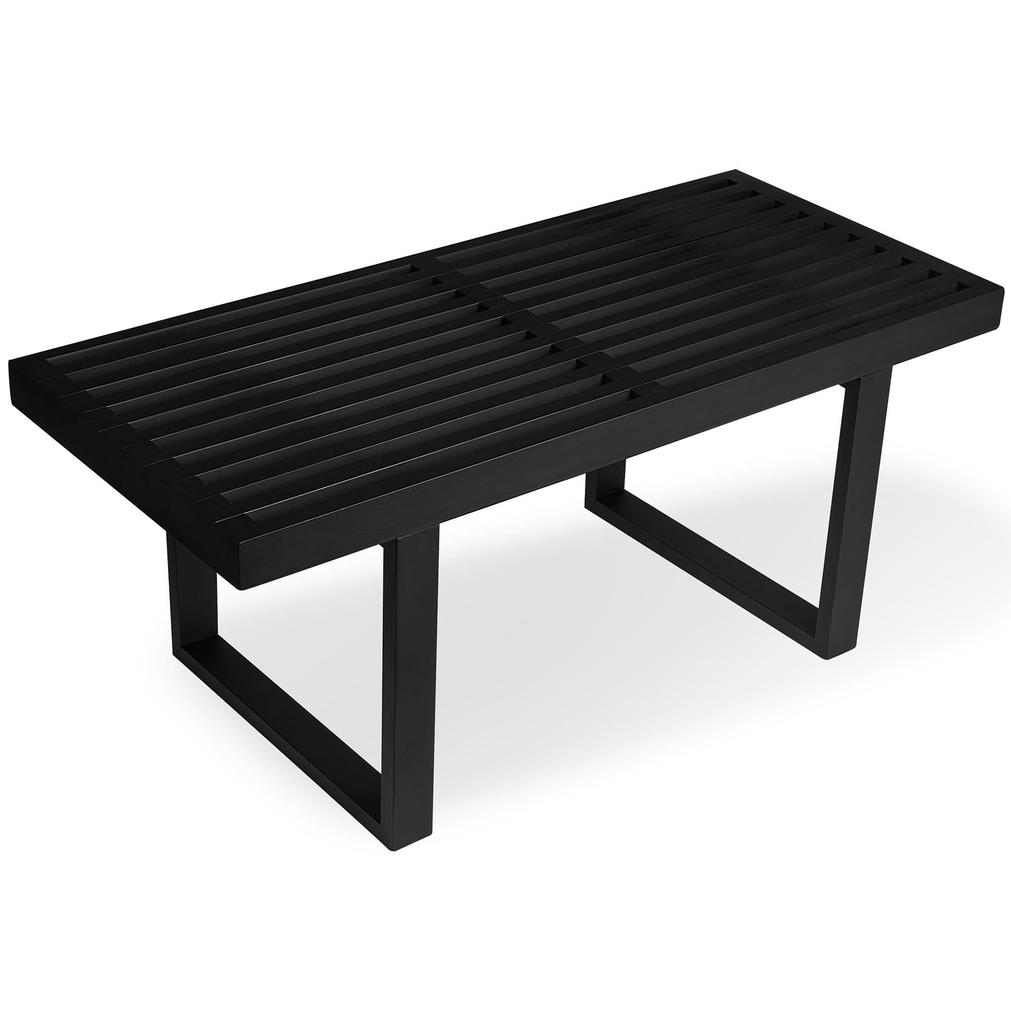 Bamboo Natural 36 inch Wooden Bench, Small Wood Benches for Entryway, Living & Dining Room, Kitchen, Bedroom, Bathroom, Hallway, Front Door, For Indoor & Outdoor Patio Use, Mid Century Modern Decor