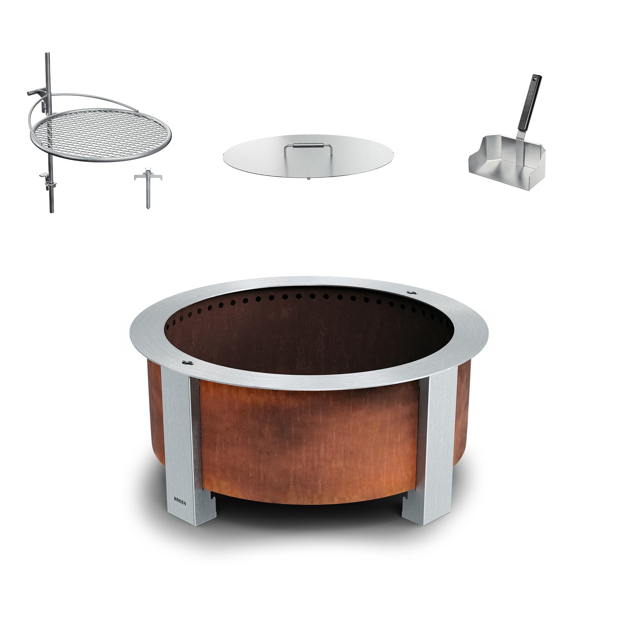 Breeo Smokeless Fire Pit (X Series 24, Corten Steel) | 27.5 inch Smokeless Firepit for Outside | 62 Pounds | Ideal for Families Compatible with Wide Range of Breeo Accessories