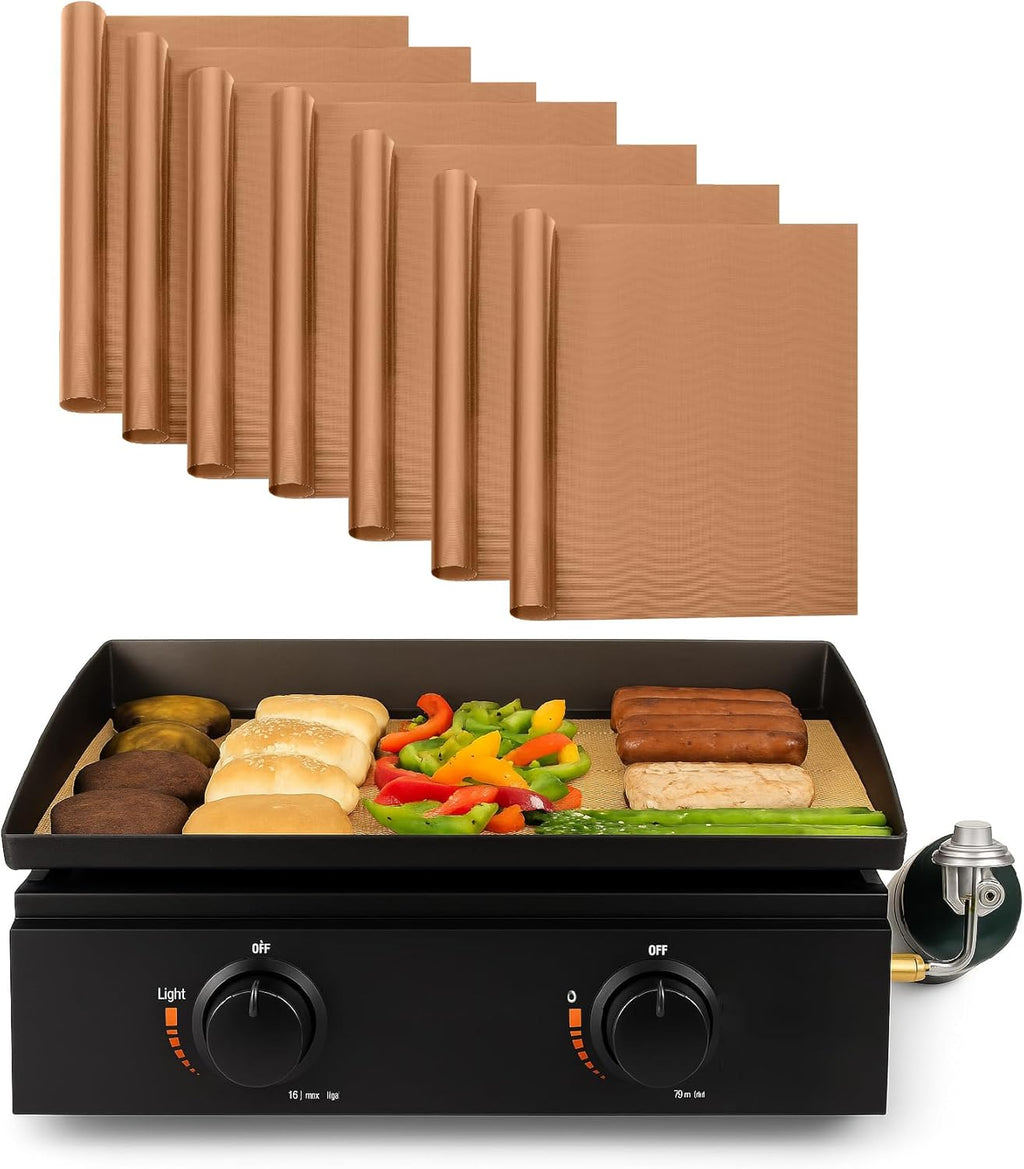 UNCO- Copper Grill Mats for Outdoor Grill, 13" x 15.8", 7 Pack, Nonstick Reusable Grilling Mats for Outdoor Grill, BPA and PFOA Free with PTFE-Fiberglass Coating