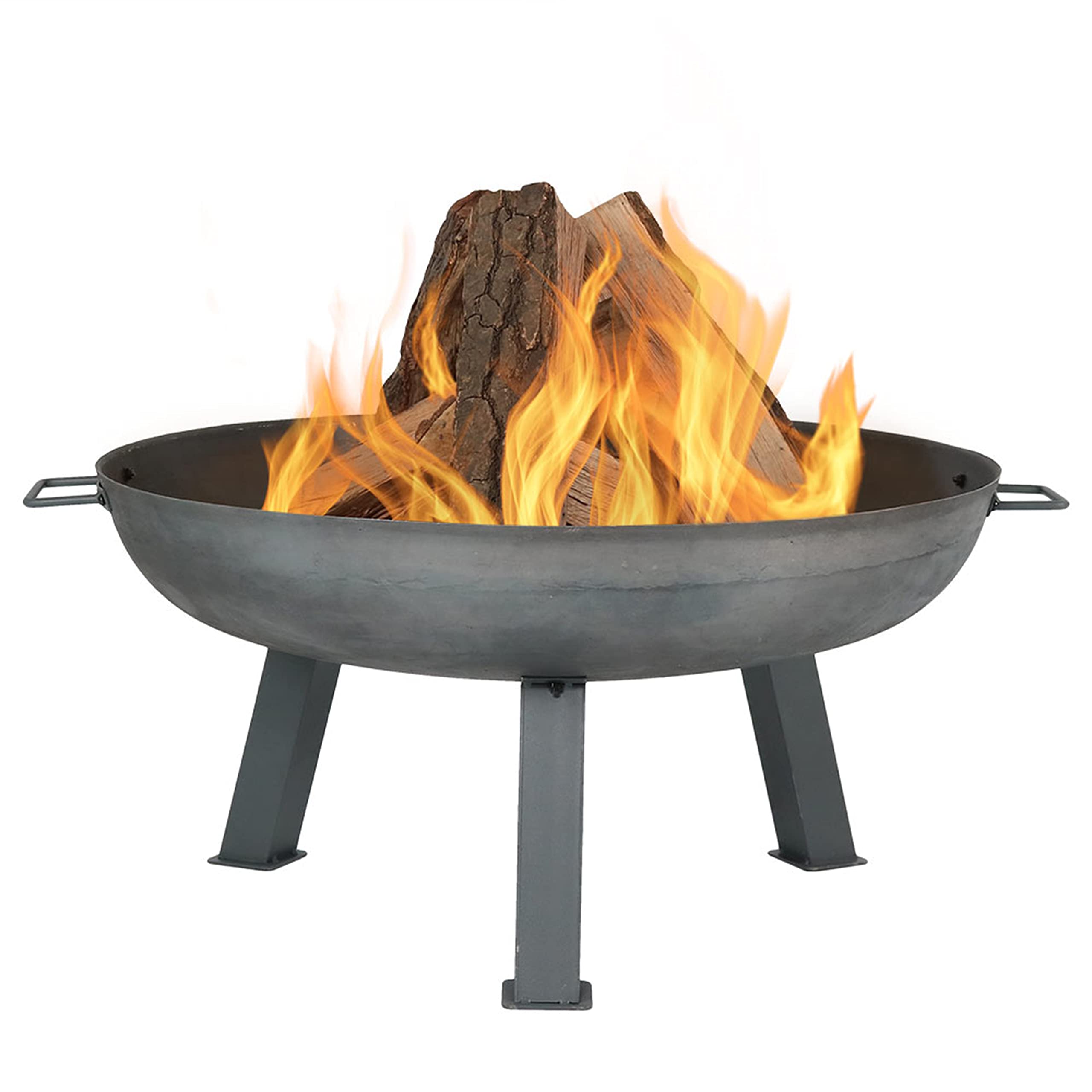 Sunnydaze Cast Iron Heavy Duty Fire Pit for Outside - Wood Burning Outdoor Fire Pit Bowl with Handles - 34" - Gray