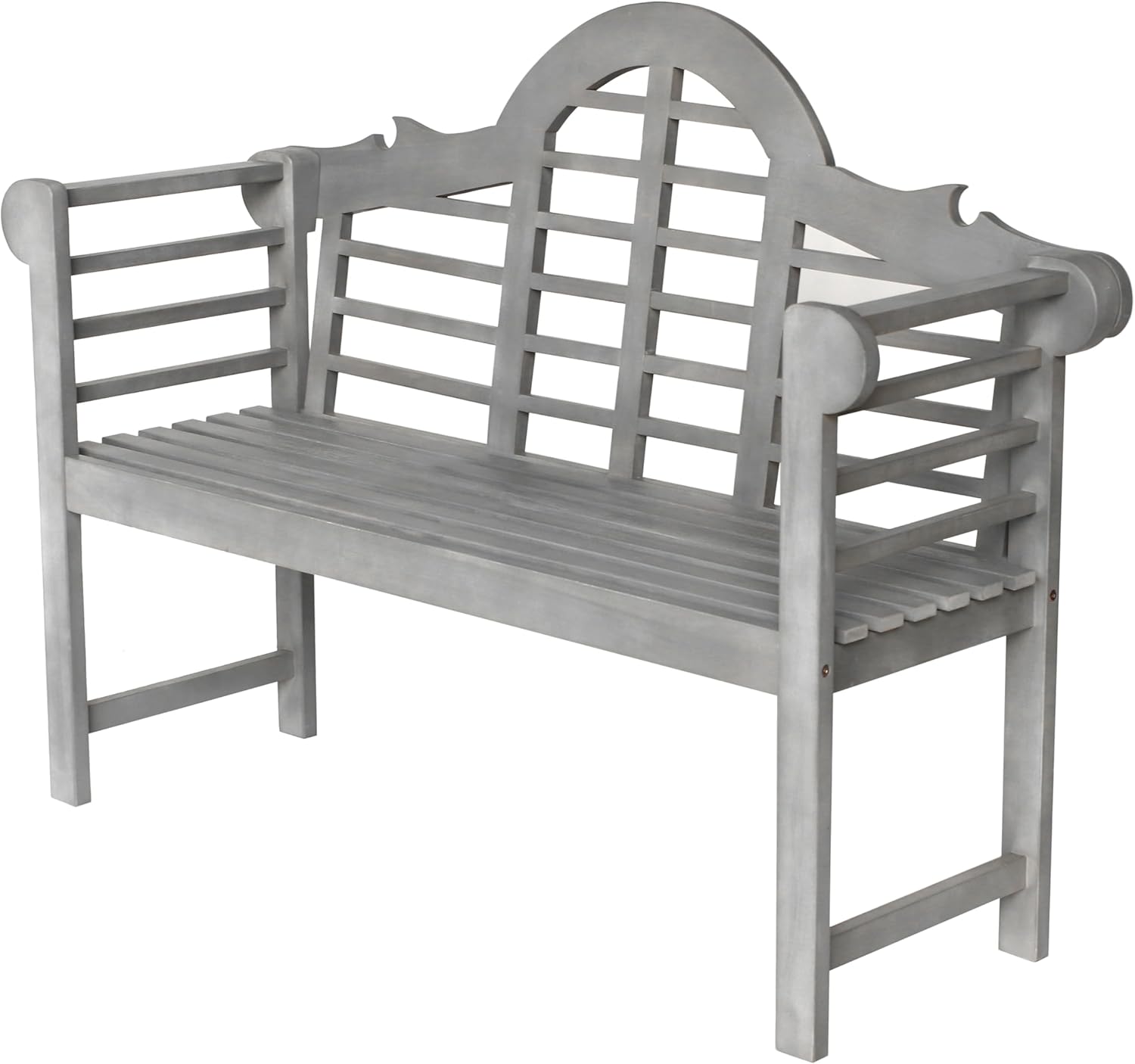 JONATHAN Y BNH103B Lutyens 51.2" 3-Seat Arched 600-Lbs Support Acacia Wood Outdoor Garden Patio Bench for Garden, Lawn, Backyard, Pool, Deck, Beach, Firepit, Gray