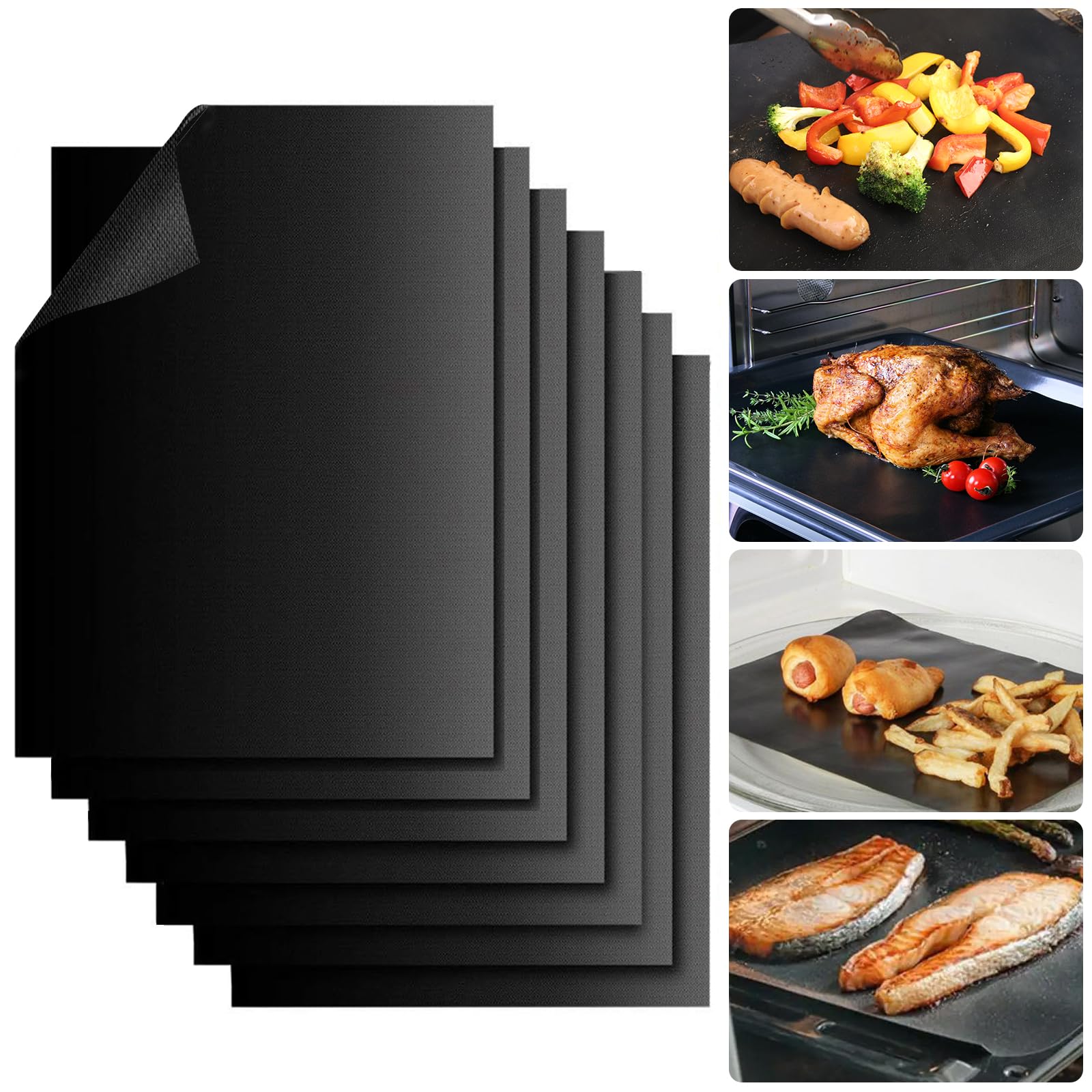 Copper Grill Mats for Ourdoor Grill Set of 6,Heavy Duty Non-Stick BBQ Grill Mats,Reusable & Easy to Clean for Gas,Charcoal & Electric Grills-15.75 x 13 Inch