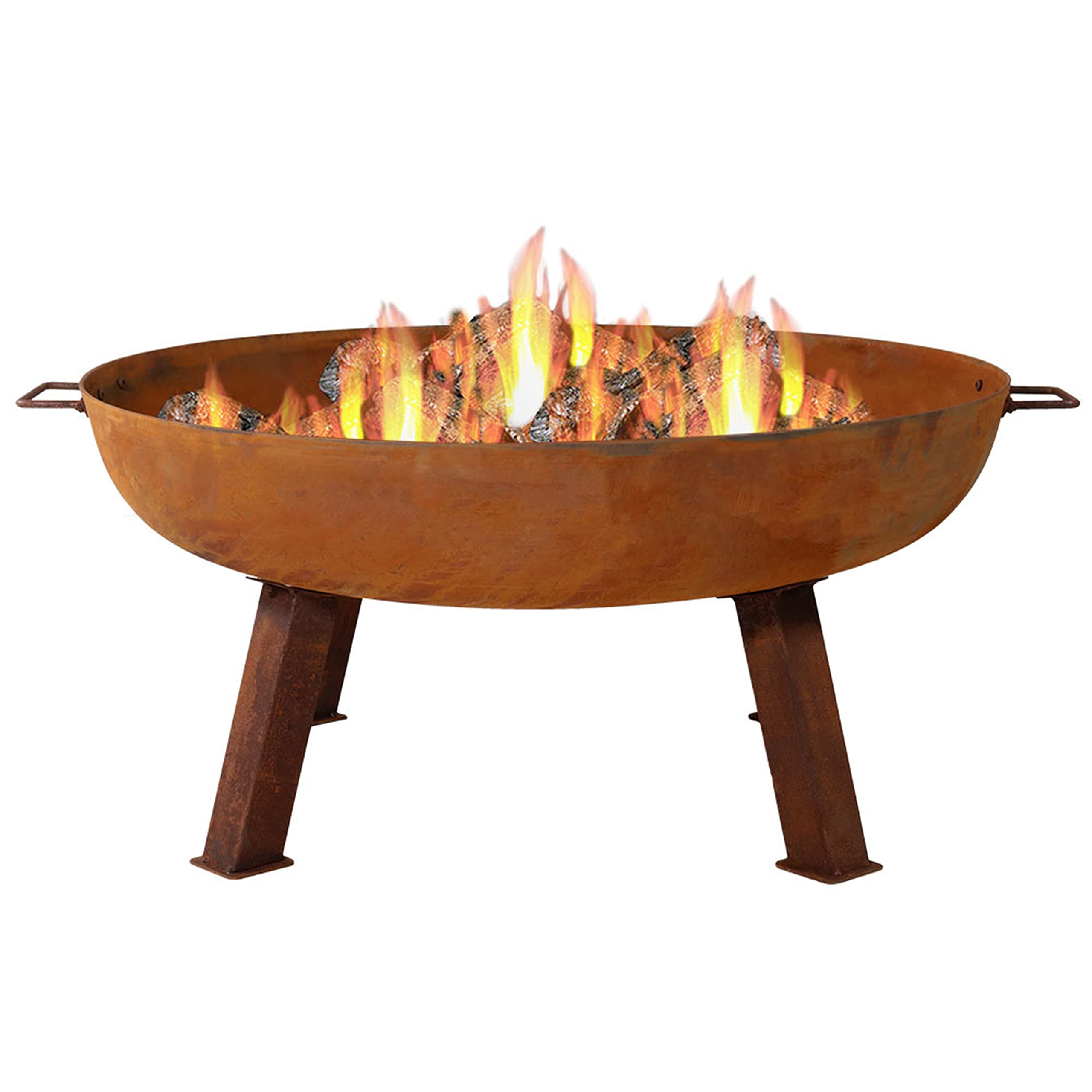 Sunnydaze Cast Iron Heavy Duty Fire Pit for Outside - Wood Burning Outdoor Fire Pit Bowl with Handles - 34" - Gray