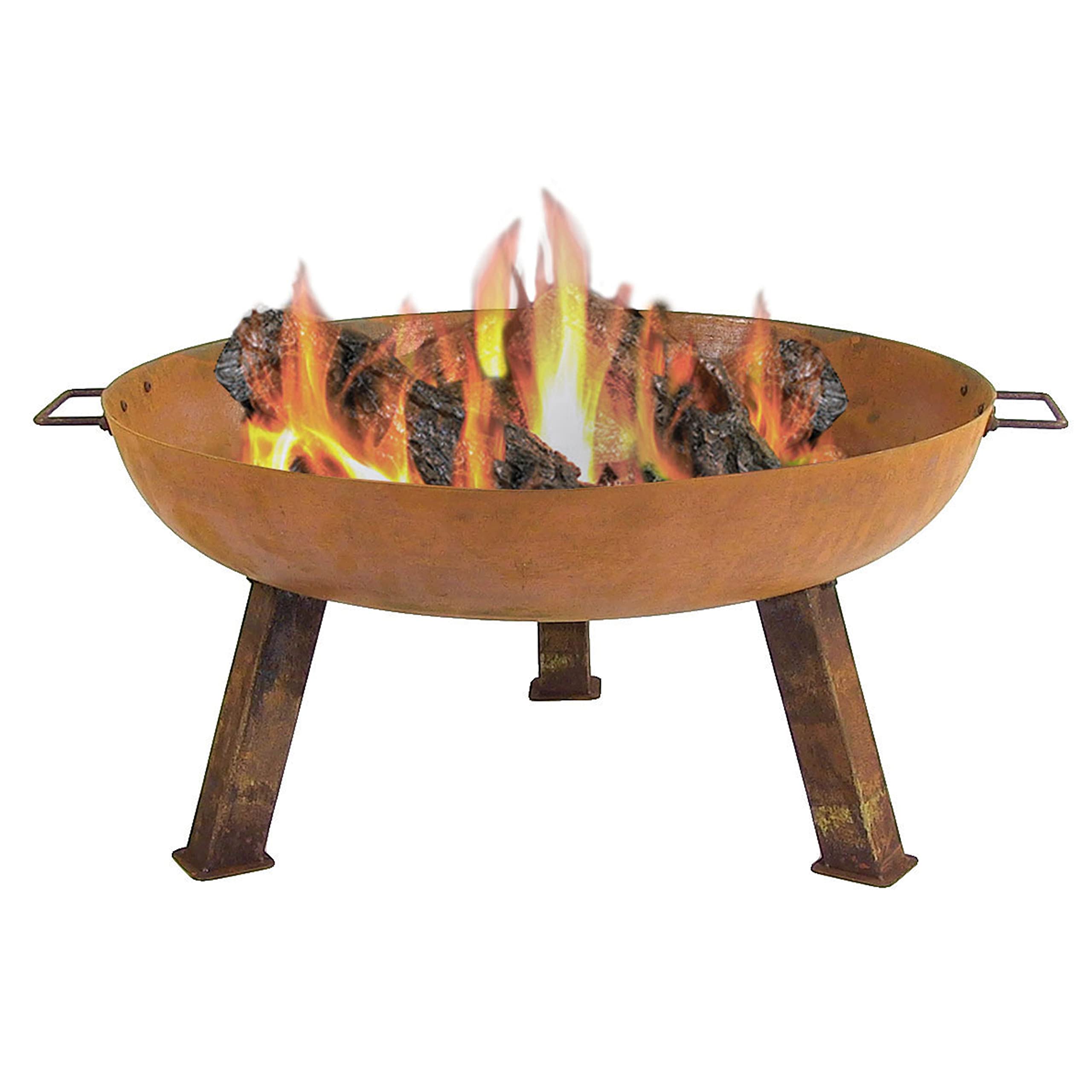 Sunnydaze Cast Iron Heavy Duty Fire Pit for Outside - Wood Burning Outdoor Fire Pit Bowl with Handles - 34" - Gray