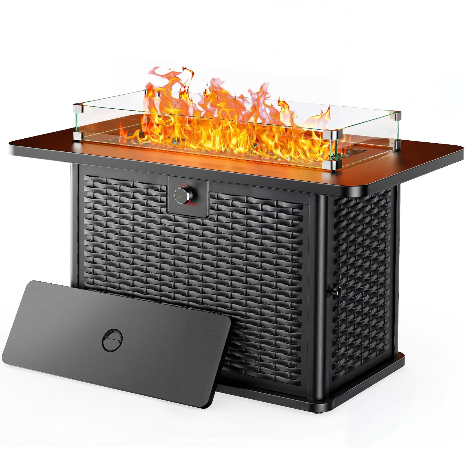 Ciays 43-Inch Rectangular Propane Fire Pit with 60,000 BTU Output, Gas with Cover and Rocks, Table CSA-Certified 2 in 1Table Gatherings Parties with 304 Stainless Steel H-Burner