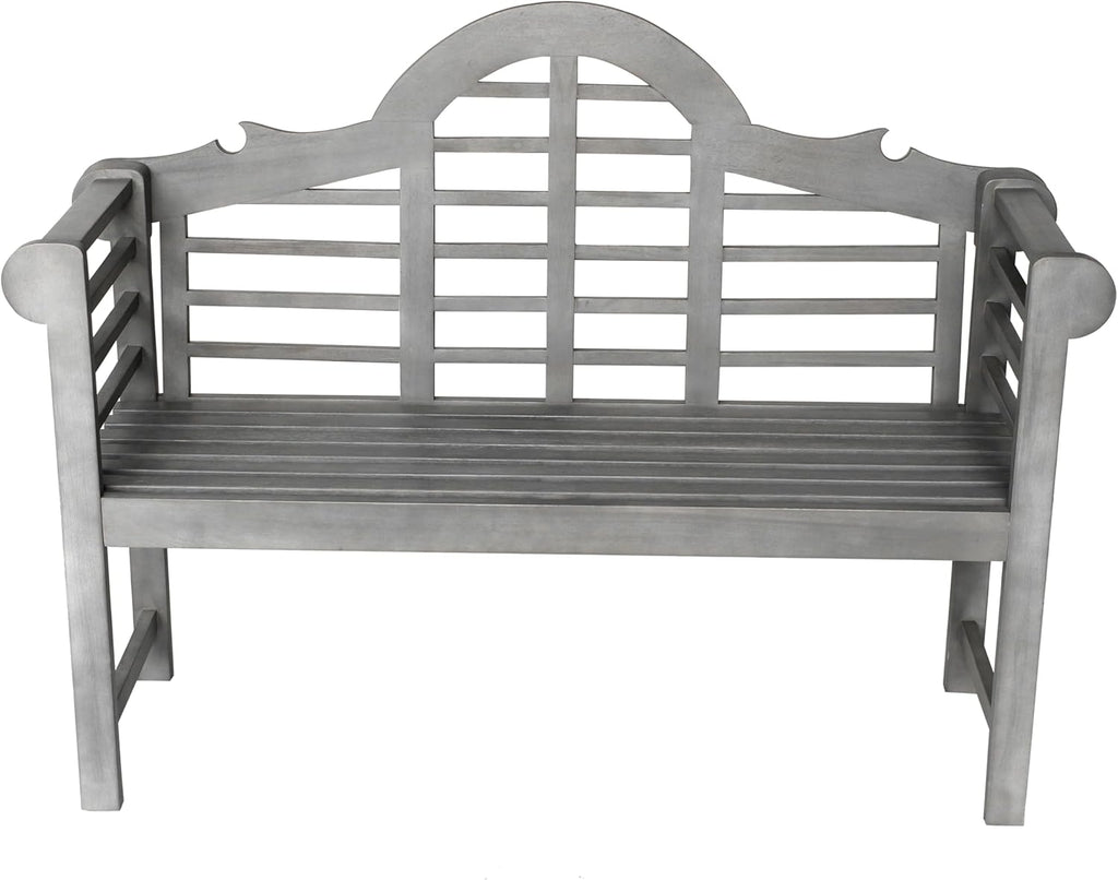 JONATHAN Y BNH103B Lutyens 51.2" 3-Seat Arched 600-Lbs Support Acacia Wood Outdoor Garden Patio Bench for Garden, Lawn, Backyard, Pool, Deck, Beach, Firepit, Gray
