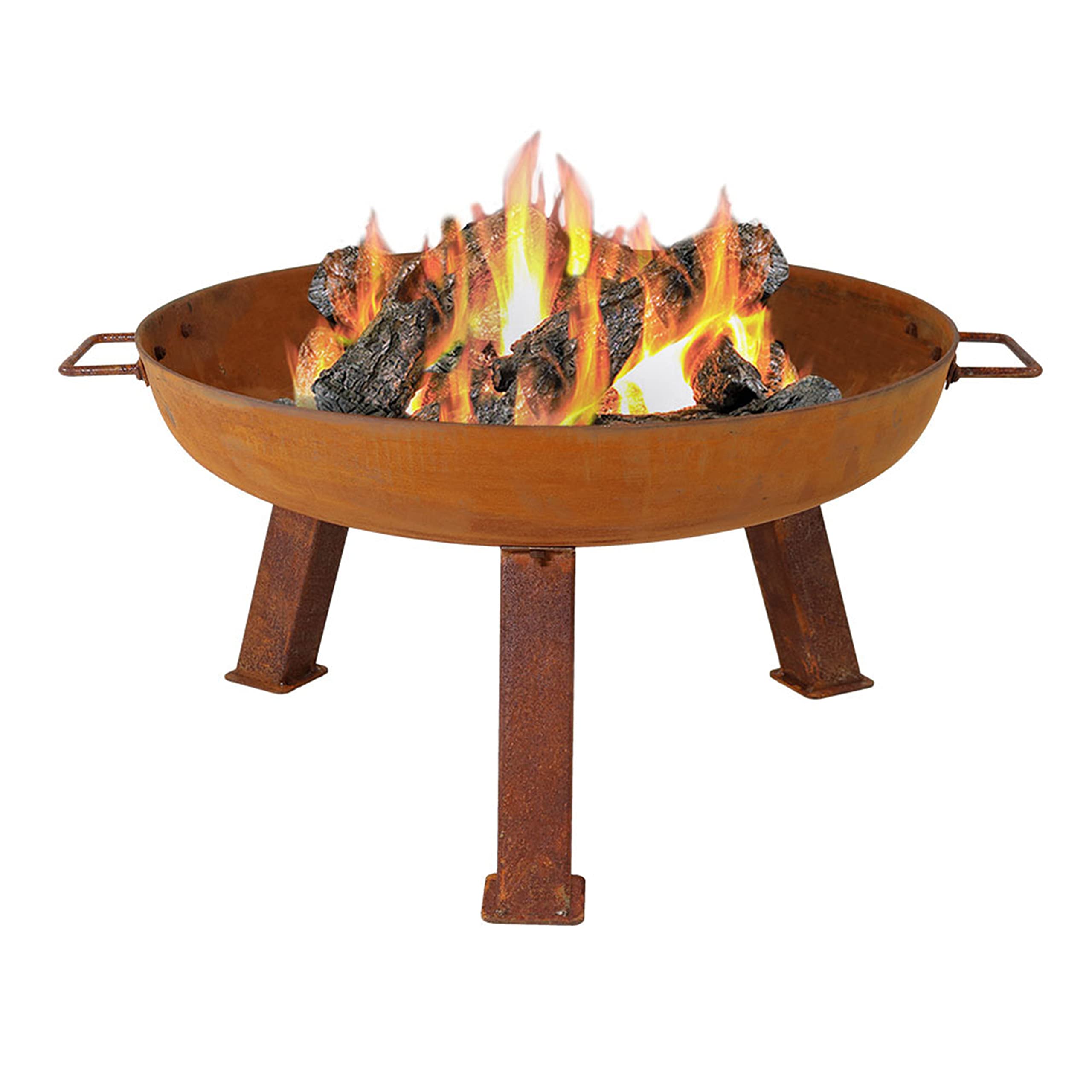 Sunnydaze Cast Iron Heavy Duty Fire Pit for Outside - Wood Burning Outdoor Fire Pit Bowl with Handles - 34" - Gray