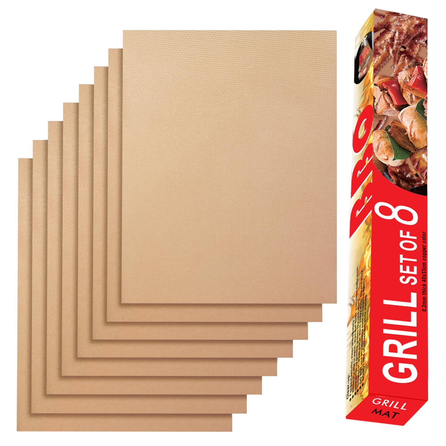 Grill Mat Set of 6-100% Non-Stick Reusable Mats for Gas, Charcoal or Electric Grills - Easy to Clean - 15.75 x 13-Inch, Black