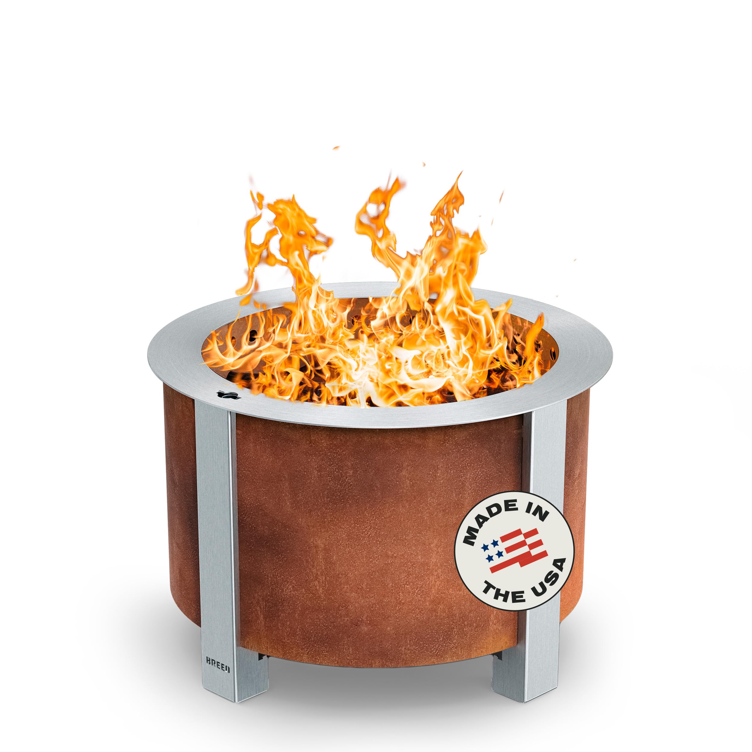 Breeo Smokeless Fire Pit (X Series 24, Corten Steel) | 27.5 inch Smokeless Firepit for Outside | 62 Pounds | Ideal for Families Compatible with Wide Range of Breeo Accessories