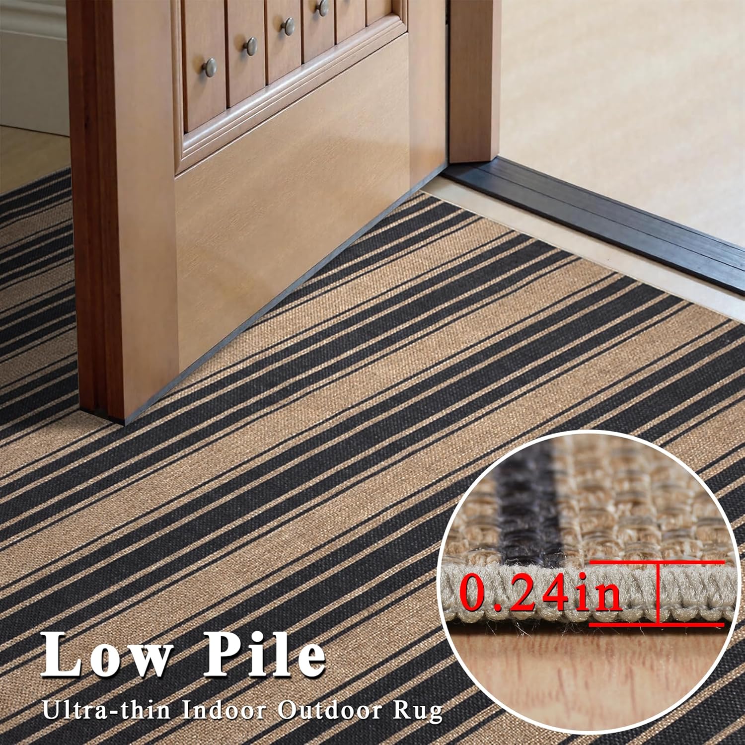 Striped Easy Jute Rug 5x7 Outdoor Patio Rug Washable Rugs for Living Room Bedroom Non Slip Non Shedding Neutral Farmhouse Indoor Outdoor Carpet for Backyard Patio Office