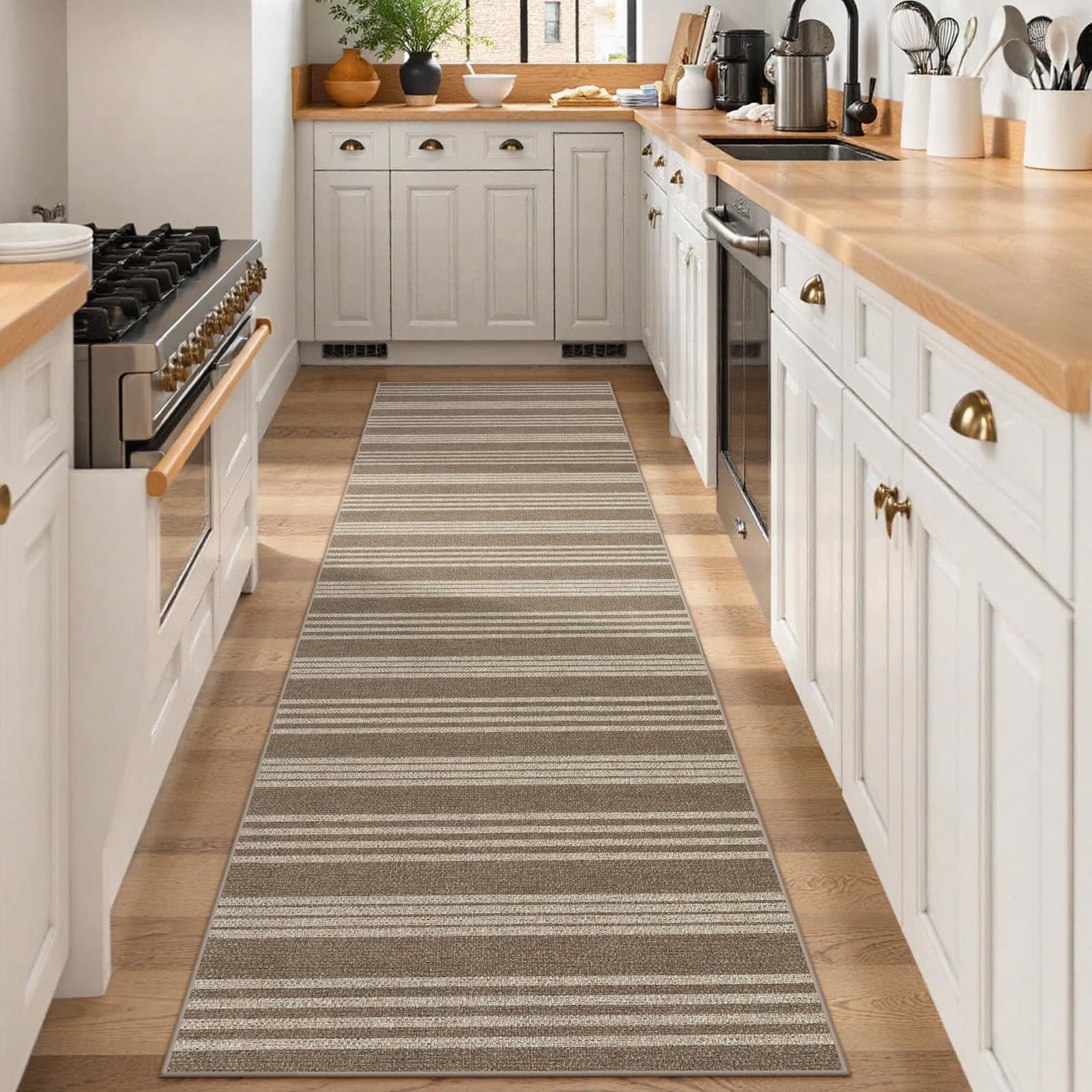 Lahome Striped Easy Jute Outdoor Patio Rug, 3x5 Washable Rugs for Entryway Porch, Farmhouse Neutral Non Shedding Indoor Outdoor Carpet for Entry Kitchen Guestroom Deck Foyer