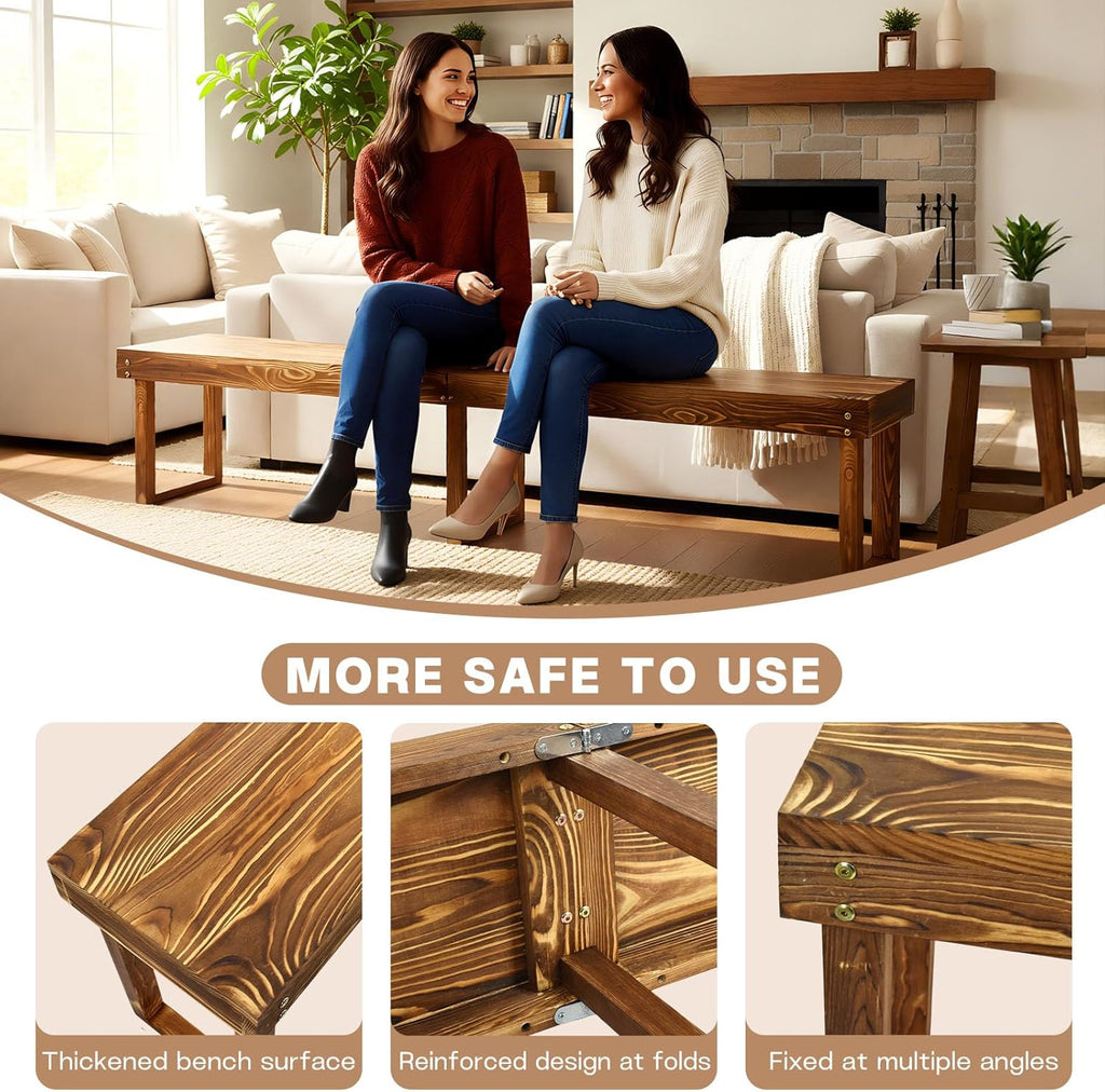 6Ft Outdoor Solid Wooden Bench, 71" Porch Bench Outdoor Backless Garden Bench, Long Outdoor Narrow Wood Bench for Deck Patio Entryway,Bears 900 pounds