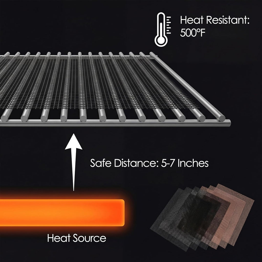 Kingrol 6 Pack Non-Stick BBQ Grill Mesh Mat, 15.75" x 13", Safe for Gas, Charcoal, Pellet & Smoker Grills