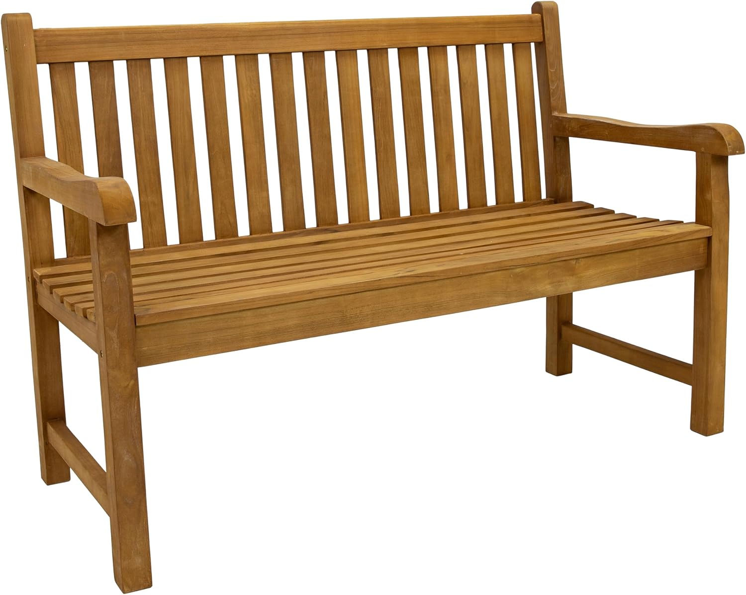 Sunnydaze Outdoor Bench for Patio, Front Porch, or Park - 2-Person Wooden Teak Garden Bench Seat - 675 lb Weight Capacity - 50"