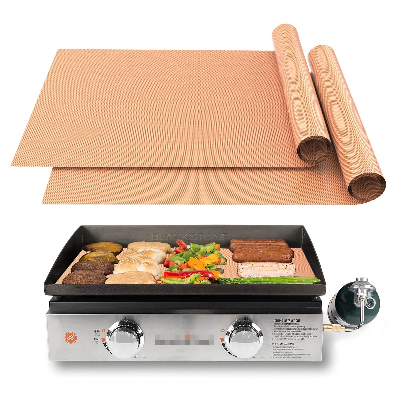 UBeesize Copper Grill Mats for Outdoor Grill – 6 Pack Heavy-Duty, Non-Stick BBQ Grilling Mat & Baking Mats, Reusable, Easy-Clean for Gas, Charcoal, Electric Grills (15.75 x 13 Inch)