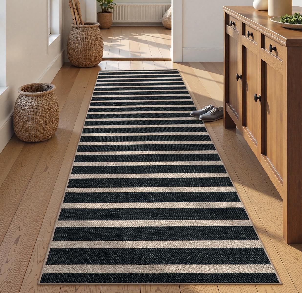 Lahome Striped Easy Jute Outdoor Patio Rug, 3x5 Washable Rugs for Entryway Porch, Farmhouse Neutral Non Shedding Indoor Outdoor Carpet for Entry Kitchen Guestroom Deck Foyer