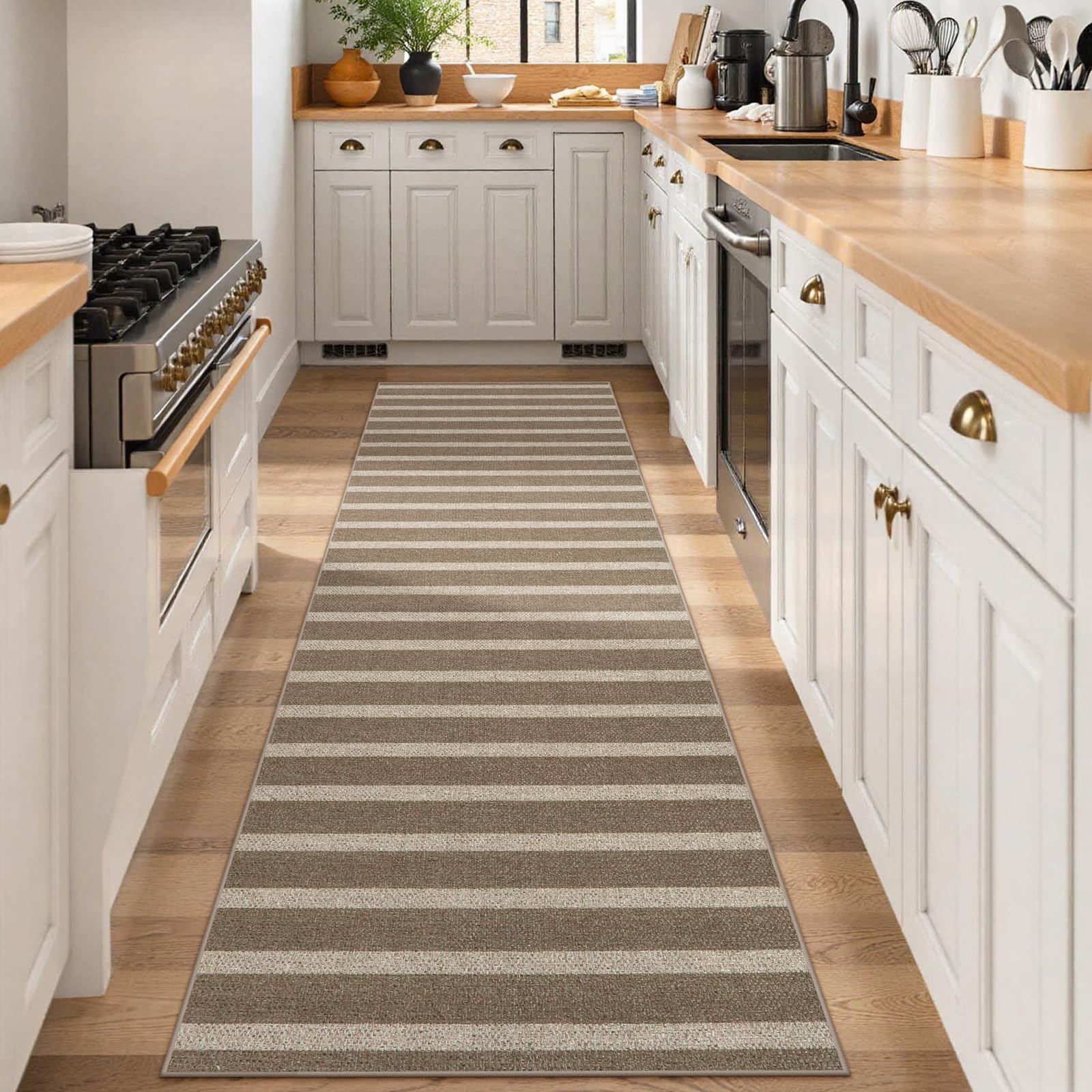 Lahome Striped Easy Jute Outdoor Patio Rug, 3x5 Washable Rugs for Entryway Porch, Farmhouse Neutral Non Shedding Indoor Outdoor Carpet for Entry Kitchen Guestroom Deck Foyer