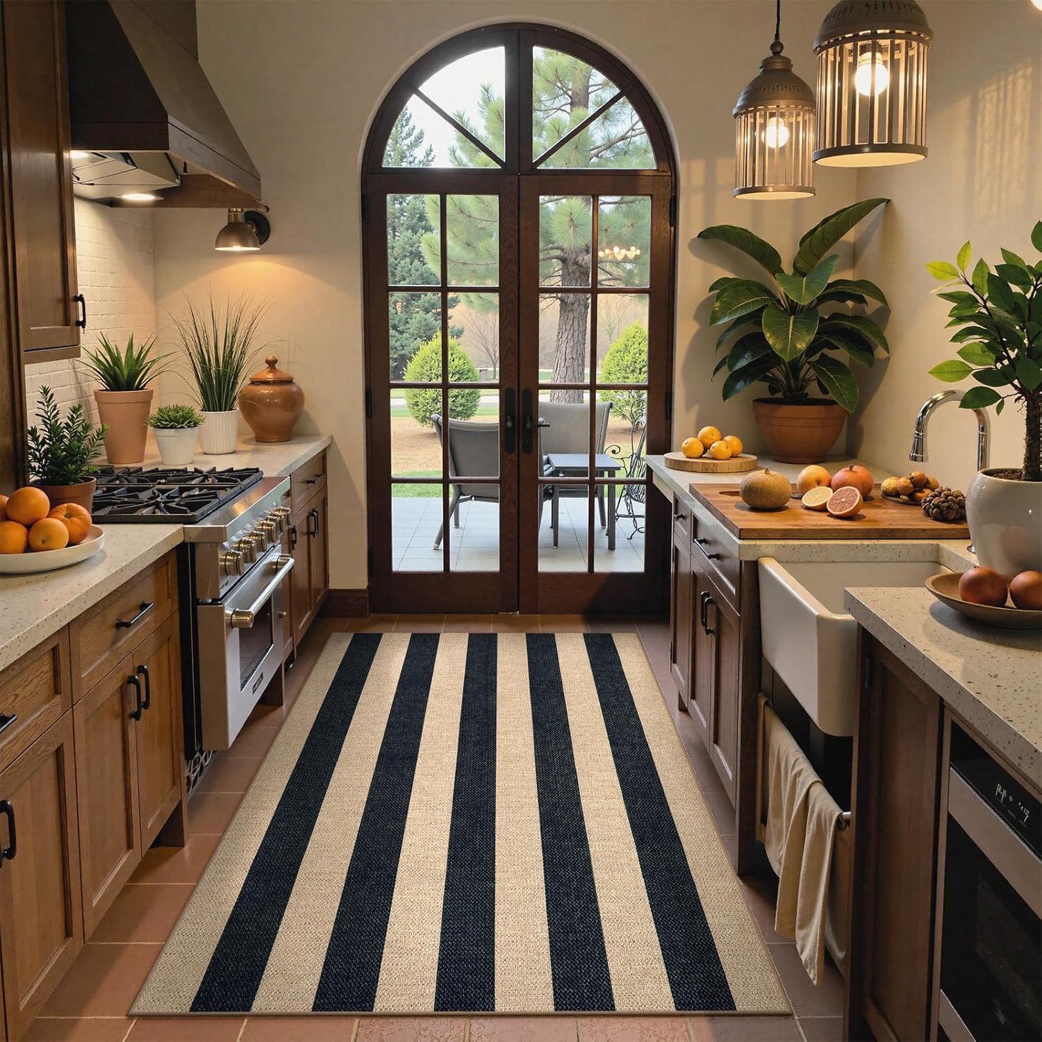 Lahome Striped Easy Jute Outdoor Patio Rug, 3x5 Washable Rugs for Entryway Porch, Farmhouse Neutral Non Shedding Indoor Outdoor Carpet for Entry Kitchen Guestroom Deck Foyer