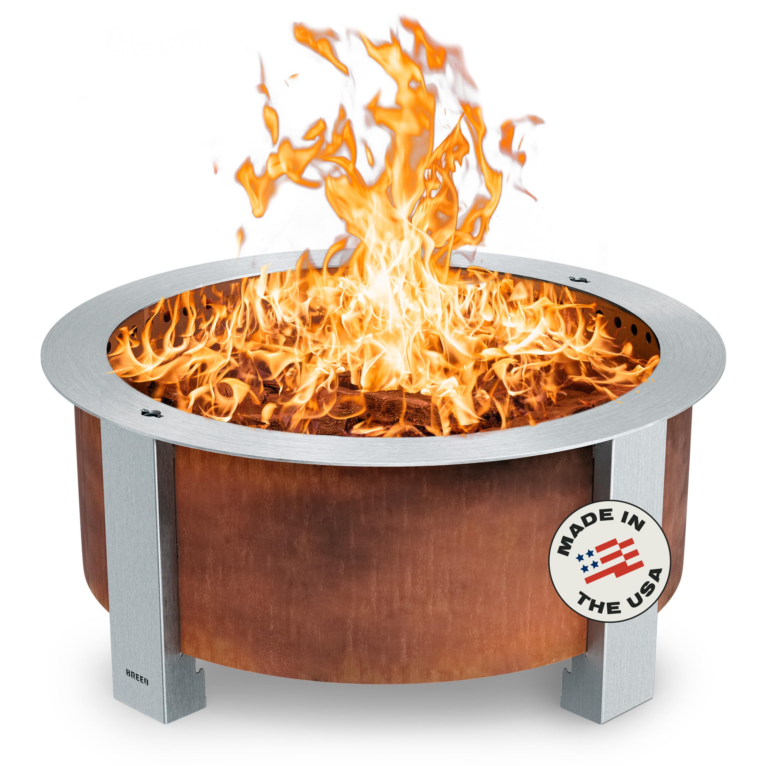Breeo Smokeless Fire Pit (X Series 24, Corten Steel) | 27.5 inch Smokeless Firepit for Outside | 62 Pounds | Ideal for Families Compatible with Wide Range of Breeo Accessories