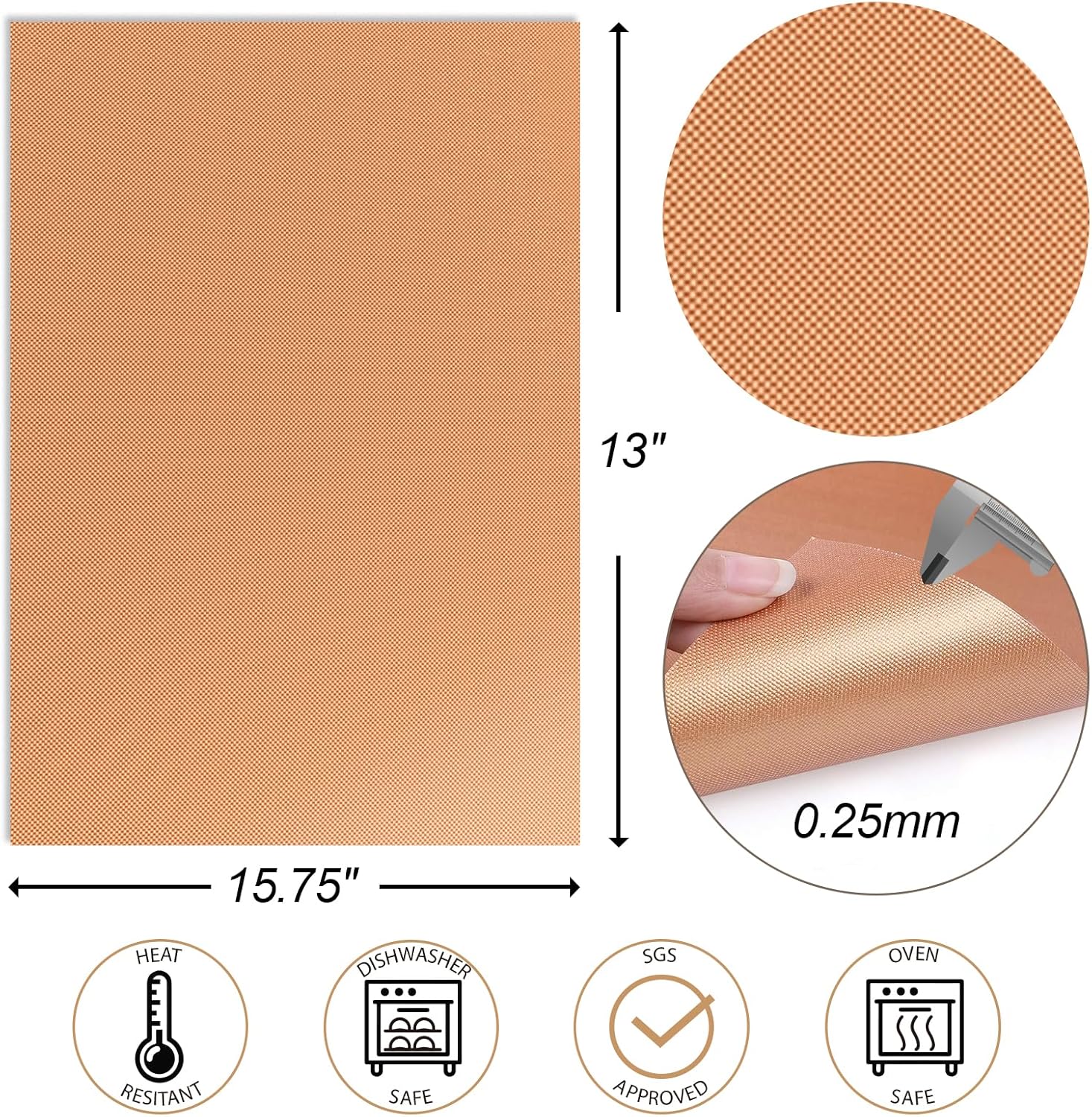 UBeesize Copper Grill Mats for Outdoor Grill – 6 Pack Heavy-Duty, Non-Stick BBQ Grilling Mat & Baking Mats, Reusable, Easy-Clean for Gas, Charcoal, Electric Grills (15.75 x 13 Inch)