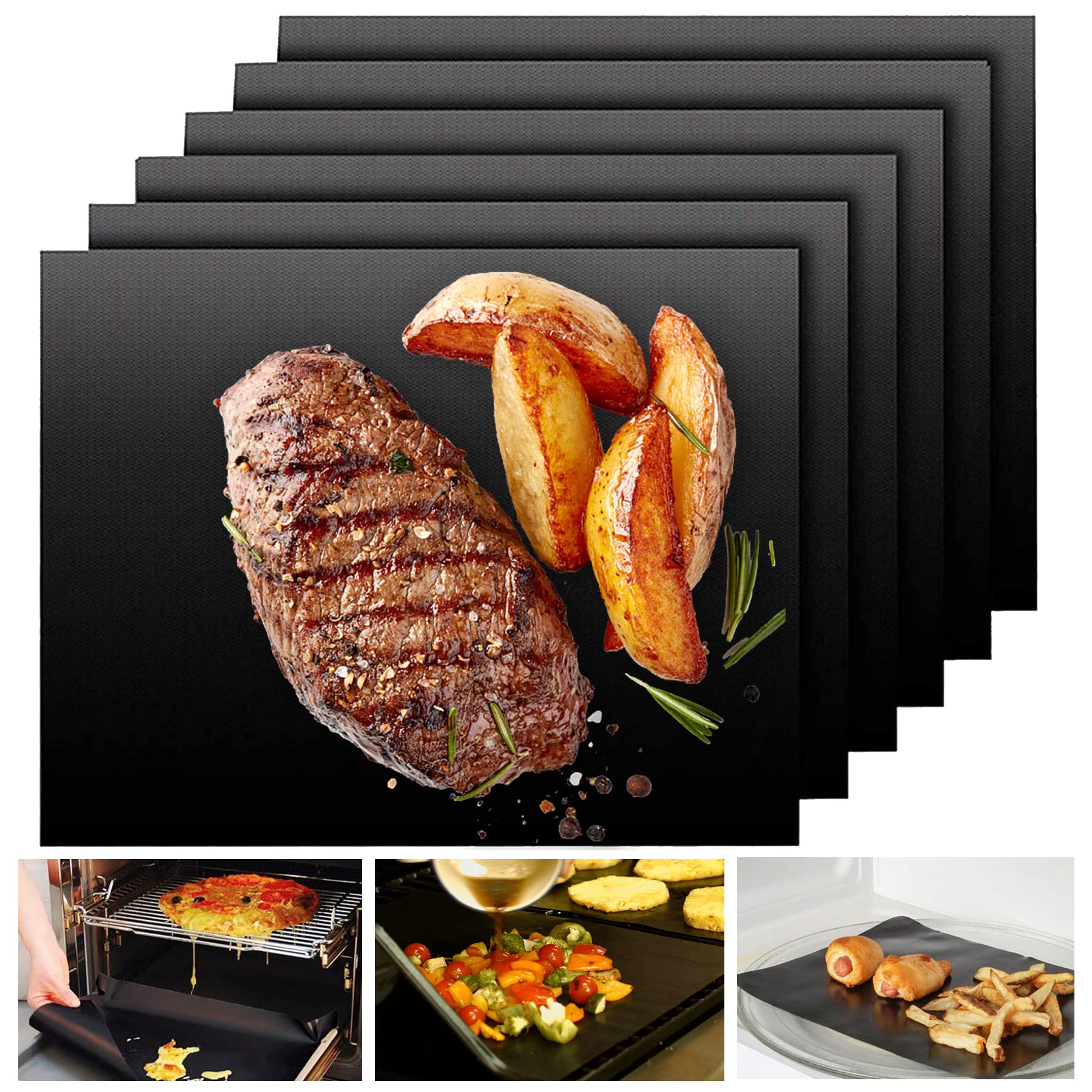 UBeesize Copper Grill Mats for Outdoor Grill – 6 Pack Heavy-Duty, Non-Stick BBQ Grilling Mat & Baking Mats, Reusable, Easy-Clean for Gas, Charcoal, Electric Grills (15.75 x 13 Inch)