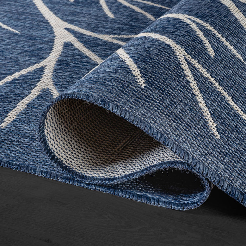 Washable Indoor Outdoor Rug 6x9 Modern Area Rugs Branch Pattern Non Shedding Waterproof Easy Clean Patio Deck Porch Living Room Bedroom Garden RV (6 X 9 Blue)
