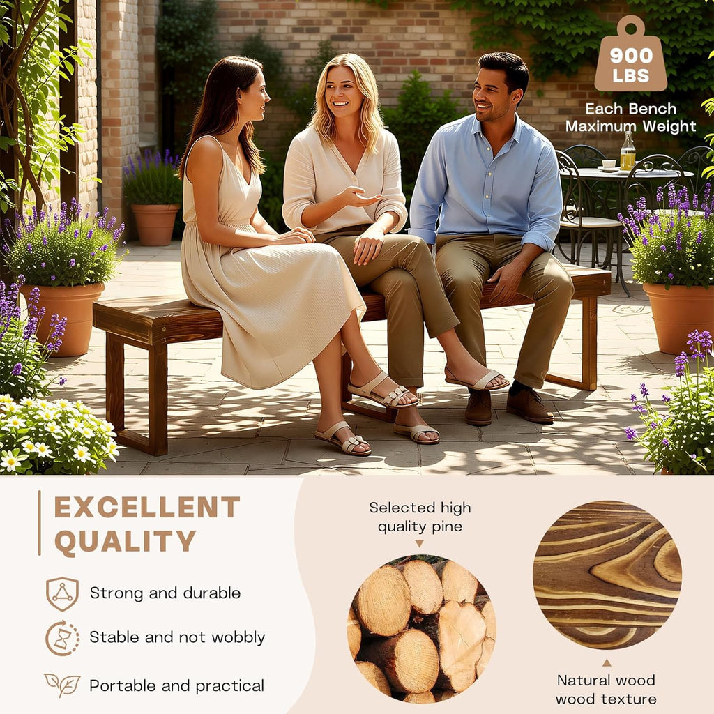 6Ft Outdoor Solid Wooden Bench, 71" Porch Bench Outdoor Backless Garden Bench, Long Outdoor Narrow Wood Bench for Deck Patio Entryway,Bears 900 pounds