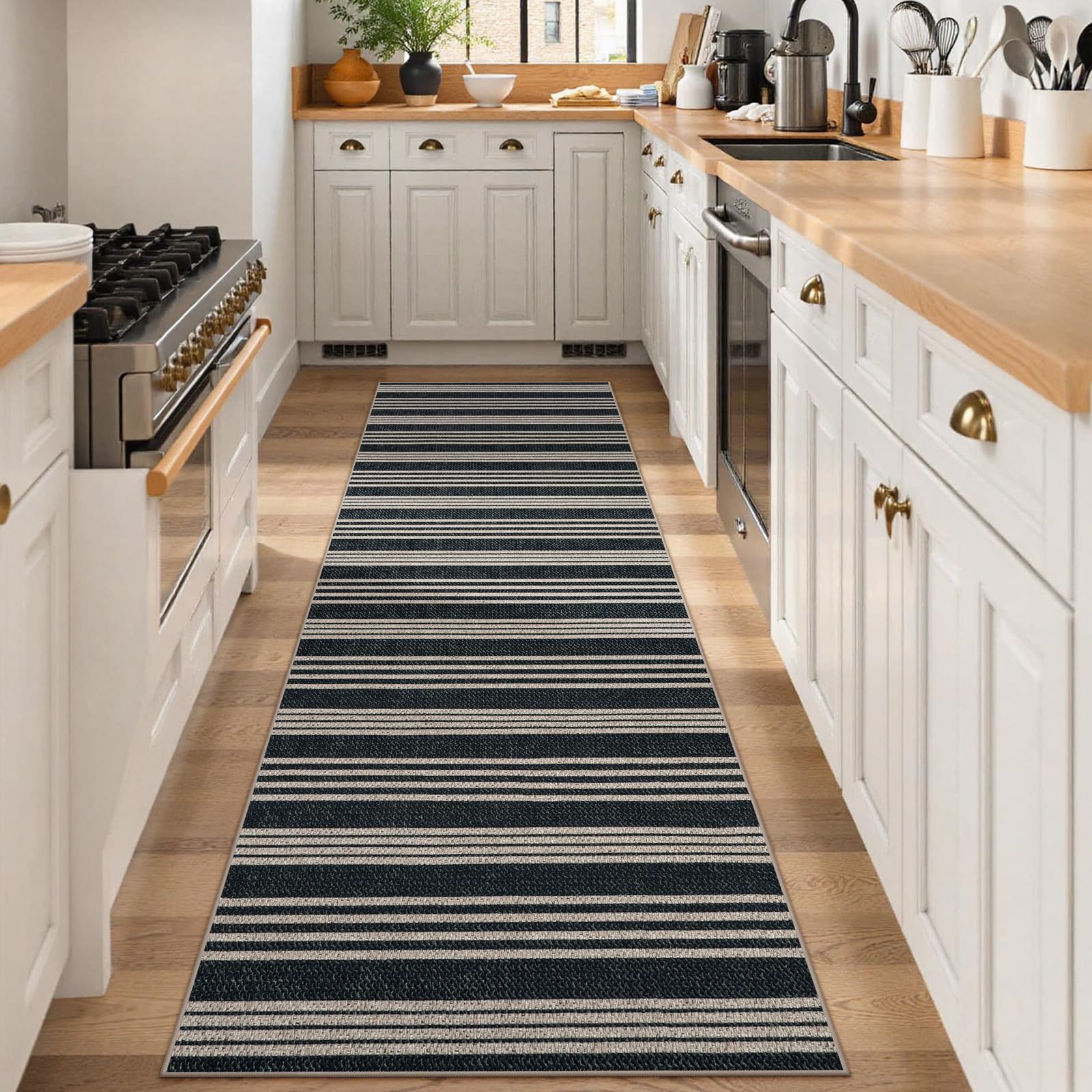 Lahome Striped Easy Jute Outdoor Patio Rug, 3x5 Washable Rugs for Entryway Porch, Farmhouse Neutral Non Shedding Indoor Outdoor Carpet for Entry Kitchen Guestroom Deck Foyer