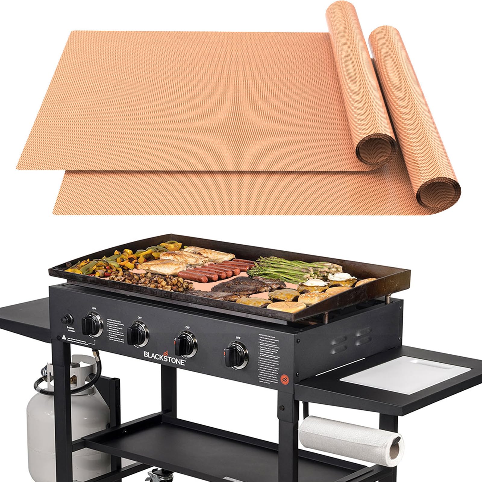 UBeesize Copper Grill Mats for Outdoor Grill – 6 Pack Heavy-Duty, Non-Stick BBQ Grilling Mat & Baking Mats, Reusable, Easy-Clean for Gas, Charcoal, Electric Grills (15.75 x 13 Inch)