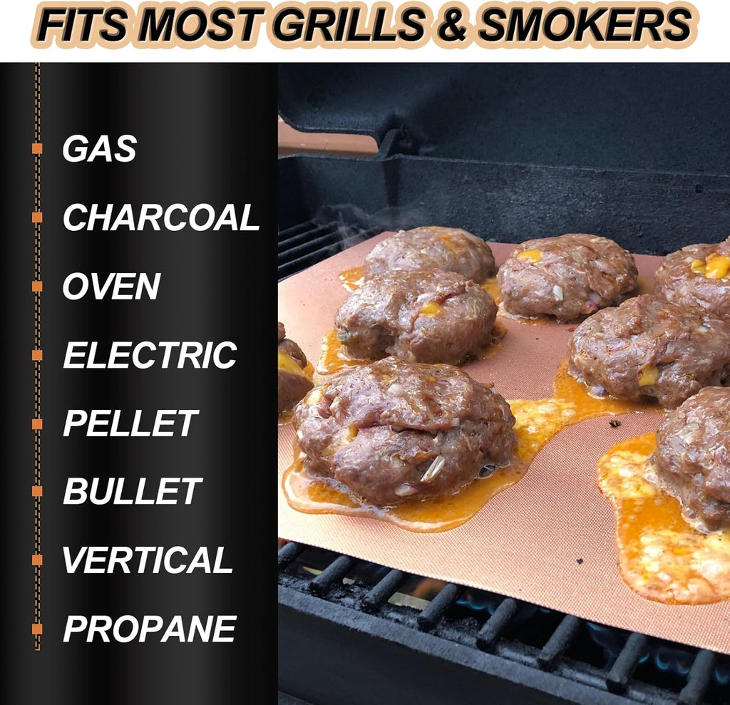 UBeesize Copper Grill Mats for Outdoor Grill – 6 Pack Heavy-Duty, Non-Stick BBQ Grilling Mat & Baking Mats, Reusable, Easy-Clean for Gas, Charcoal, Electric Grills (15.75 x 13 Inch)