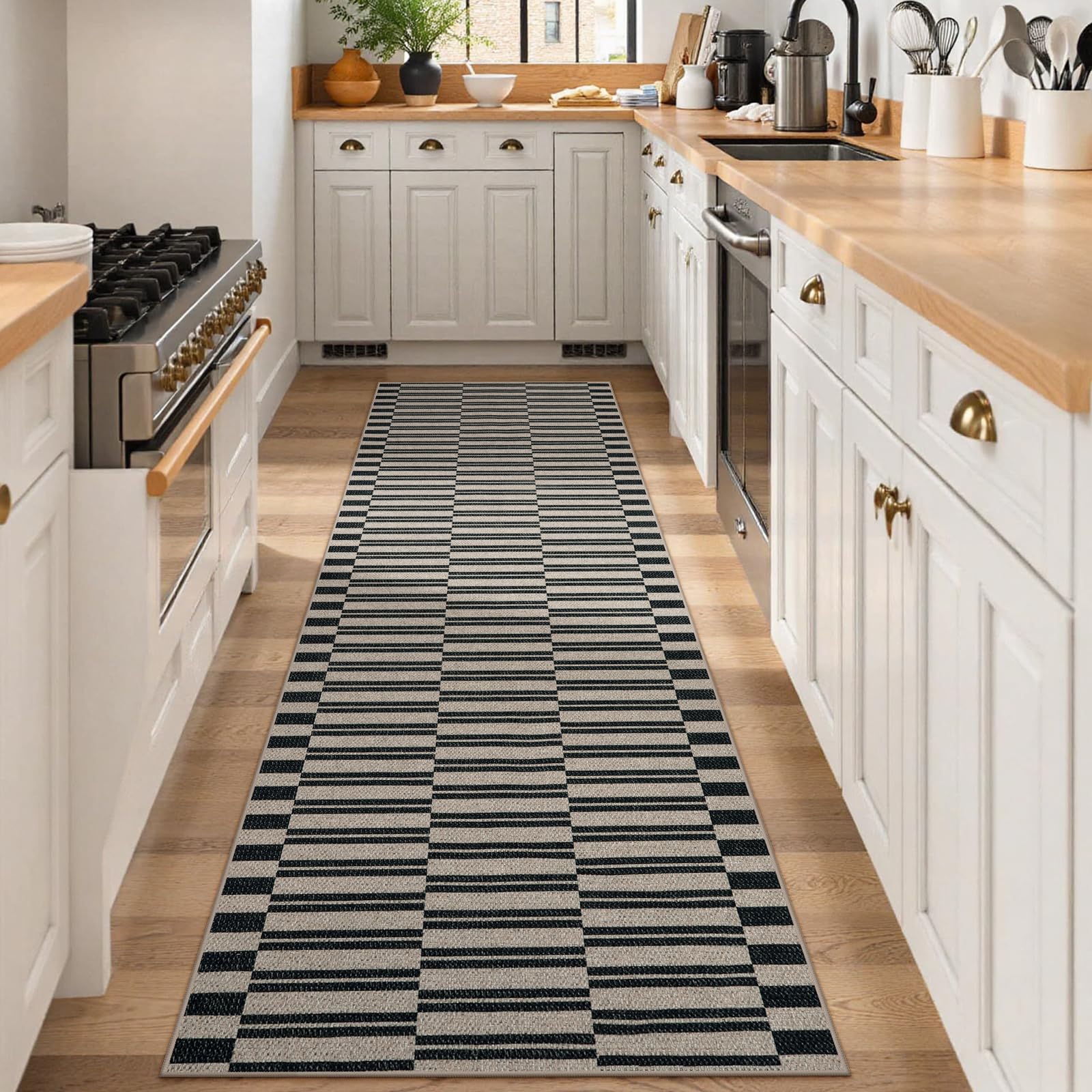 Lahome Striped Easy Jute Outdoor Patio Rug, 3x5 Washable Rugs for Entryway Porch, Farmhouse Neutral Non Shedding Indoor Outdoor Carpet for Entry Kitchen Guestroom Deck Foyer
