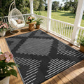 Garvee 6x9 Area Rugs Plastic Reversible Patio Rugs Outdoor Waterproof Easy-Cleaning Large Floor Mat for Outdoors Backyard Porch RV Beach Picnic Black White