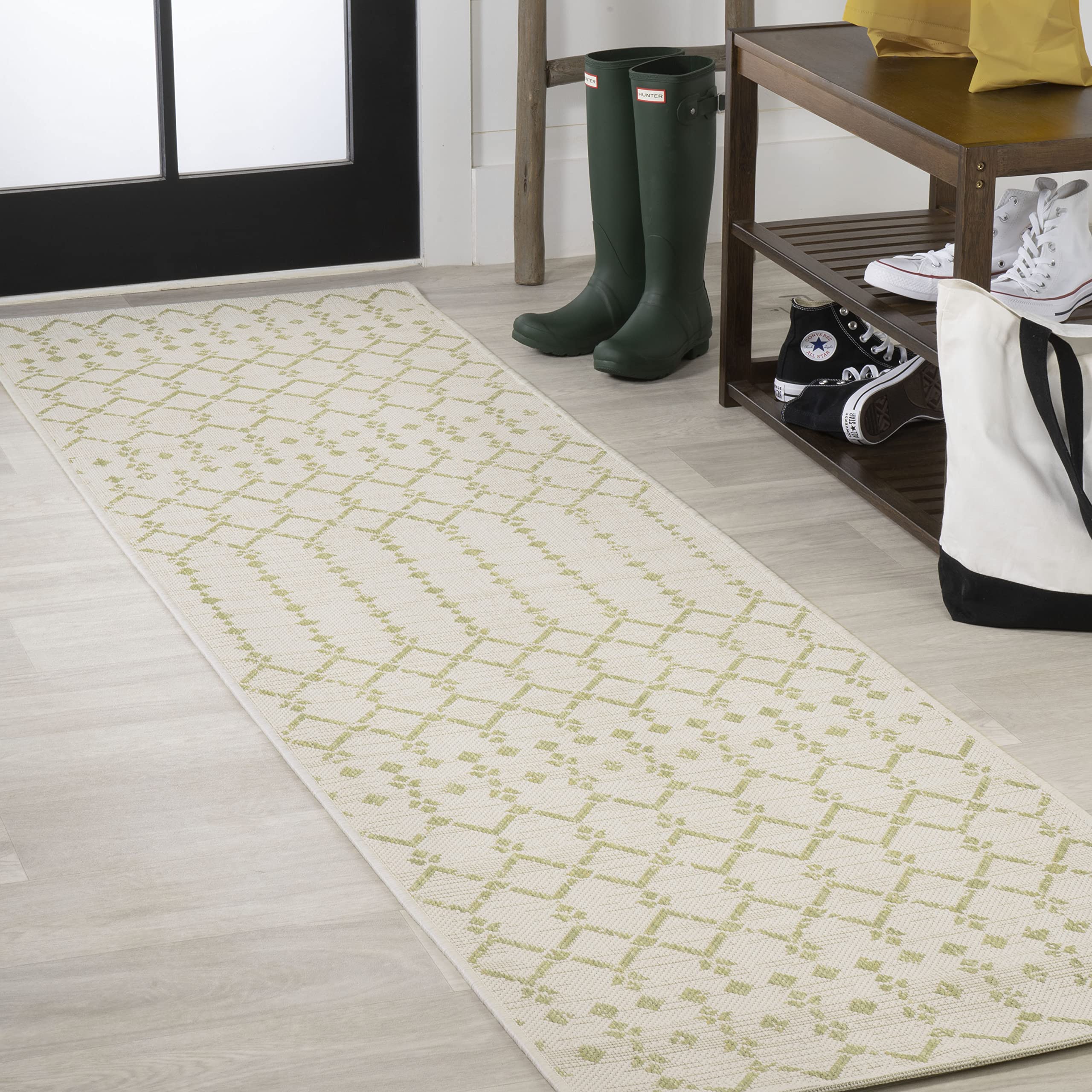 JONATHAN Y Moroccan Geometric Indoor Outdoor Area Rug 8X10 Natural/Black, Ourika Textured Weave for Backyard, Patio, Porch, Easy-Cleaning, High Traffic, Pet-Friendly, Non-Shedding (SMB108D-8)