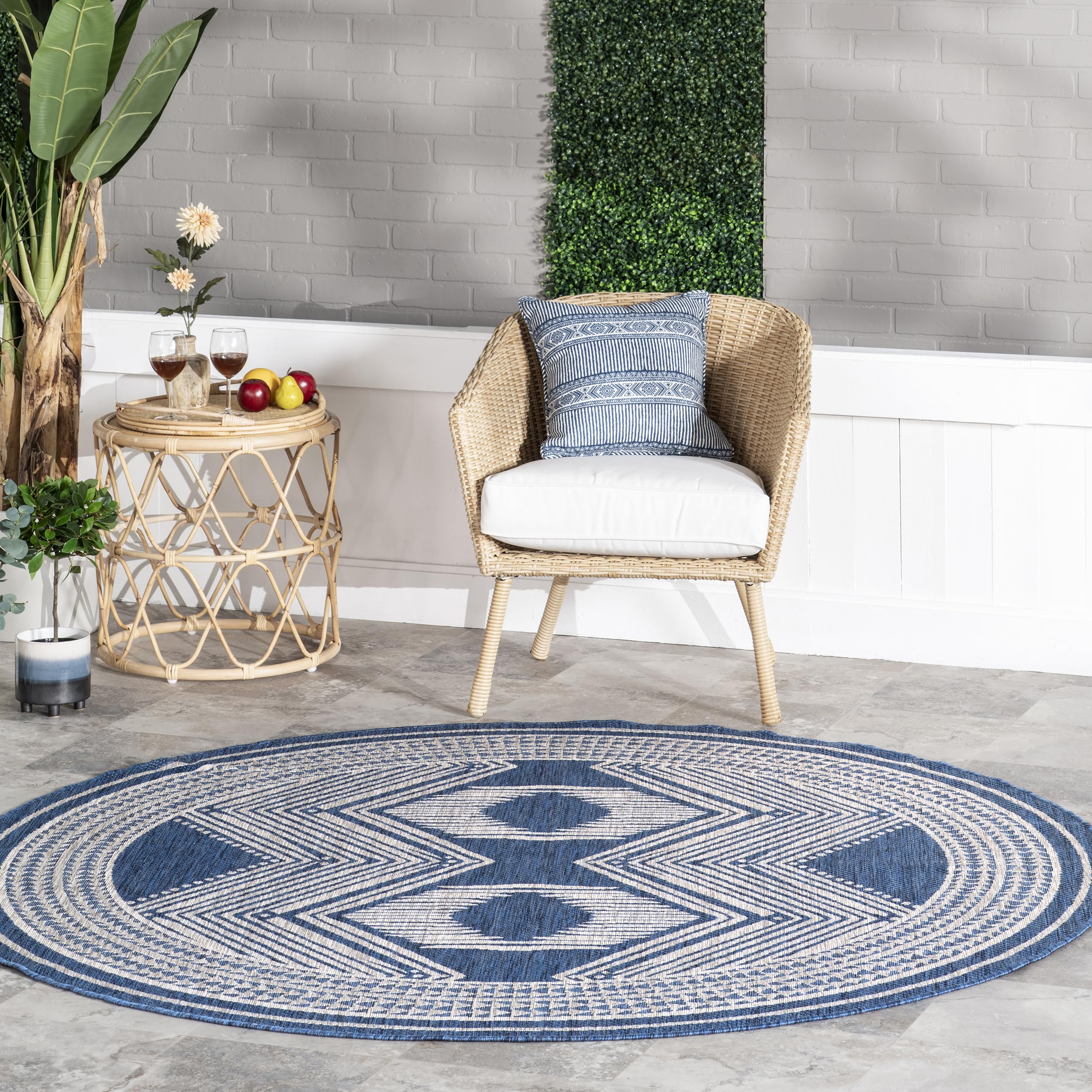 nuLOOM 4x6 Outdoor/Indoor Ranya Tribal Area Rug, Light Brown, Geometric Design, Stain Resistant, Highly Durable, For Patio, Balcony, Bedroom, Dining Room, Living Room, Bathroom