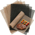 Kingrol 6 Pack Non-Stick BBQ Grill Mesh Mat, 15.75" x 13", Safe for Gas, Charcoal, Pellet & Smoker Grills