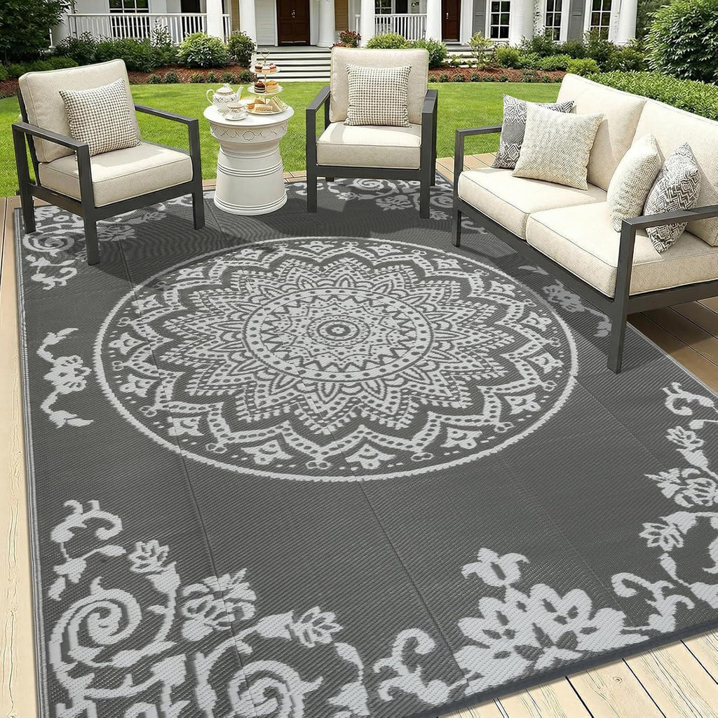 famibay Outdoor Rug Waterproof 5x8 ft, Reversible Outdoor Plastic Straw Rug, UV-Resistant Patio Rug Lightweight Portable RV Mat Indoor Outdoor Carpet for Camping, Balcony, Deck, Backyard, Picnic