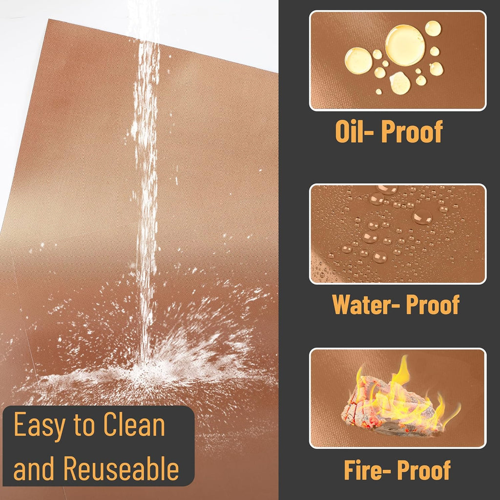 UNCO- Copper Grill Mats for Outdoor Grill, 13" x 15.8", 7 Pack, Nonstick Reusable Grilling Mats for Outdoor Grill, BPA and PFOA Free with PTFE-Fiberglass Coating
