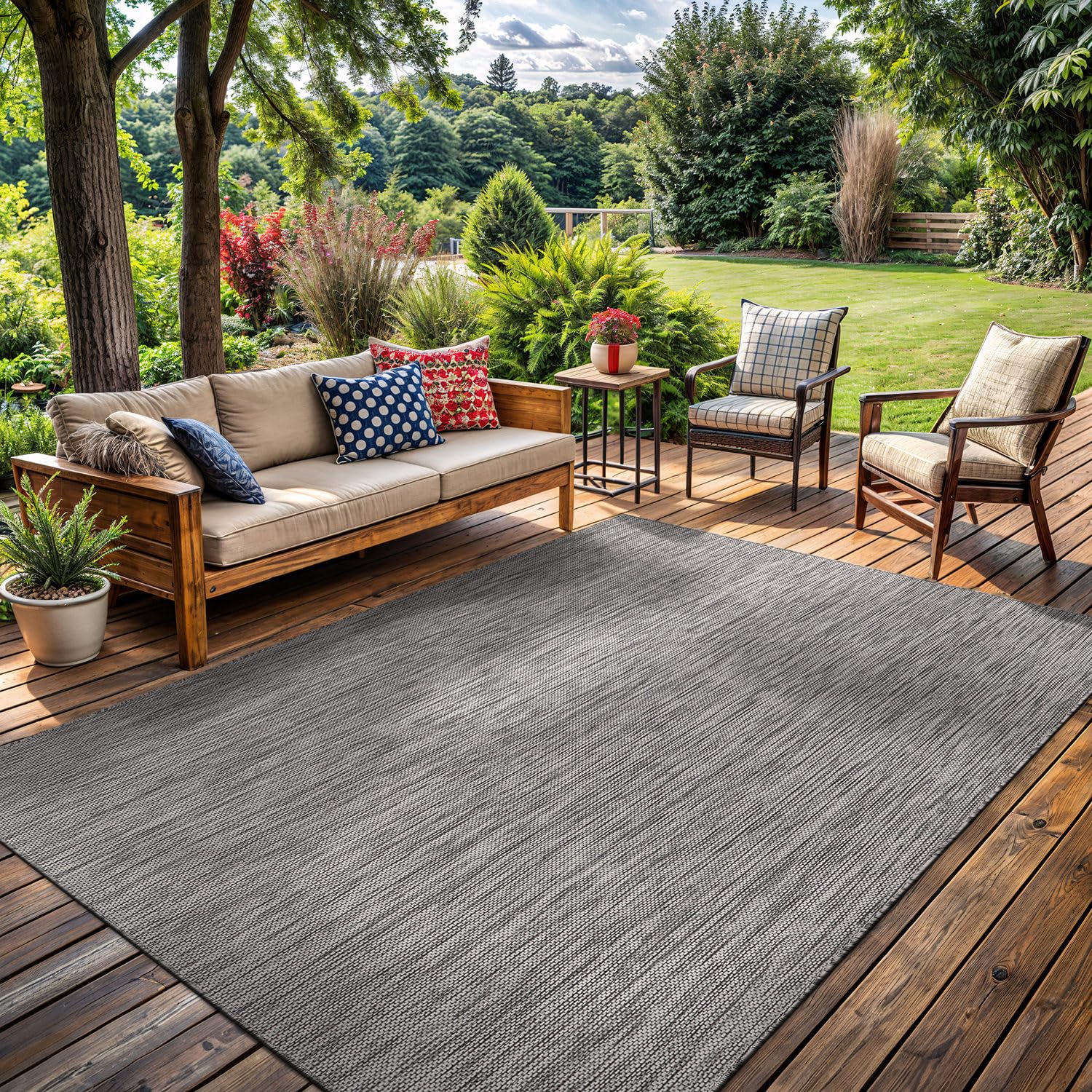 Washable Indoor Outdoor Rug 6x9 Modern Area Rugs Branch Pattern Non Shedding Waterproof Easy Clean Patio Deck Porch Living Room Bedroom Garden RV (6 X 9 Blue)
