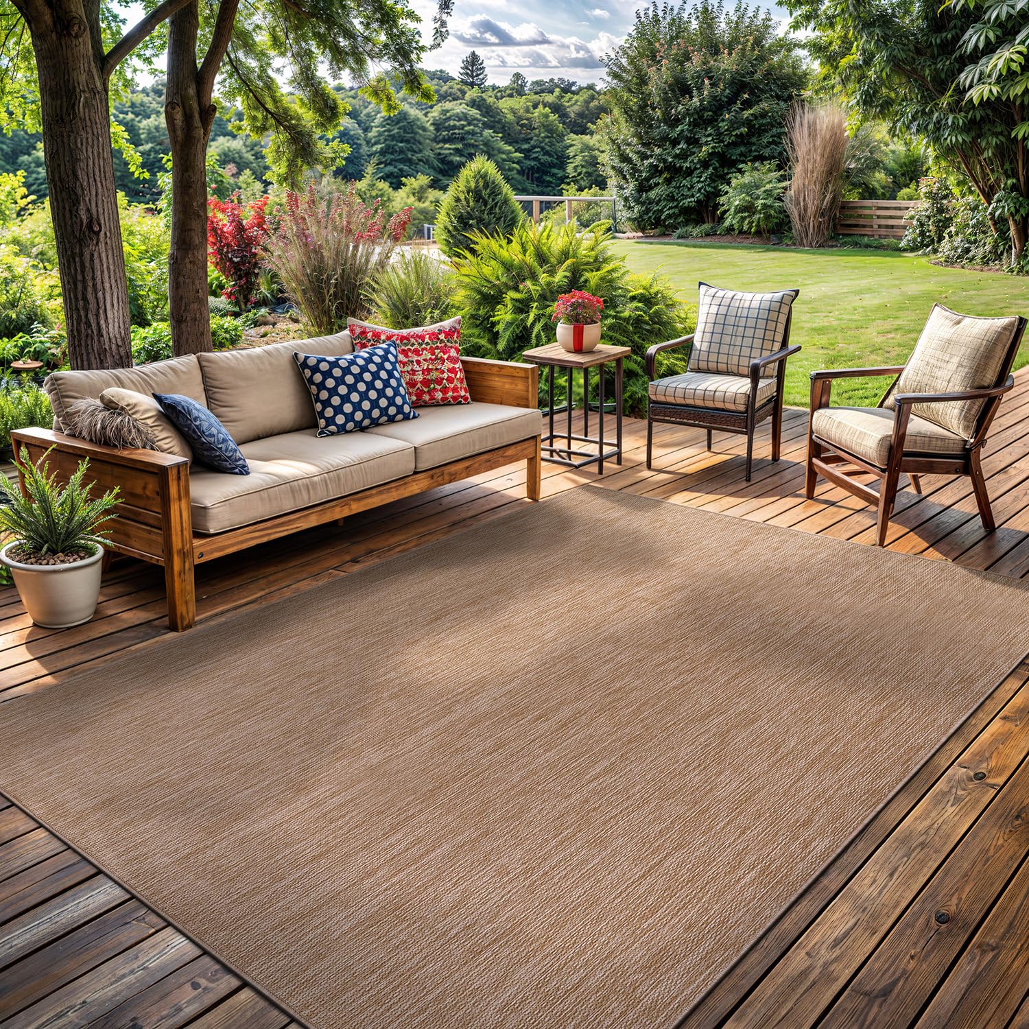 Washable Indoor Outdoor Rug 6x9 Modern Area Rugs Branch Pattern Non Shedding Waterproof Easy Clean Patio Deck Porch Living Room Bedroom Garden RV (6 X 9 Blue)