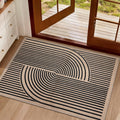 Tangsoo Rainbow Easy Jute Rug 5x7 Large Washable Area Rug for Living Room,Black Non-Slip Thin Outdoor Rug,Modern Farmhouse Indoor Carpet for Dining Room Table Bedroom Patio