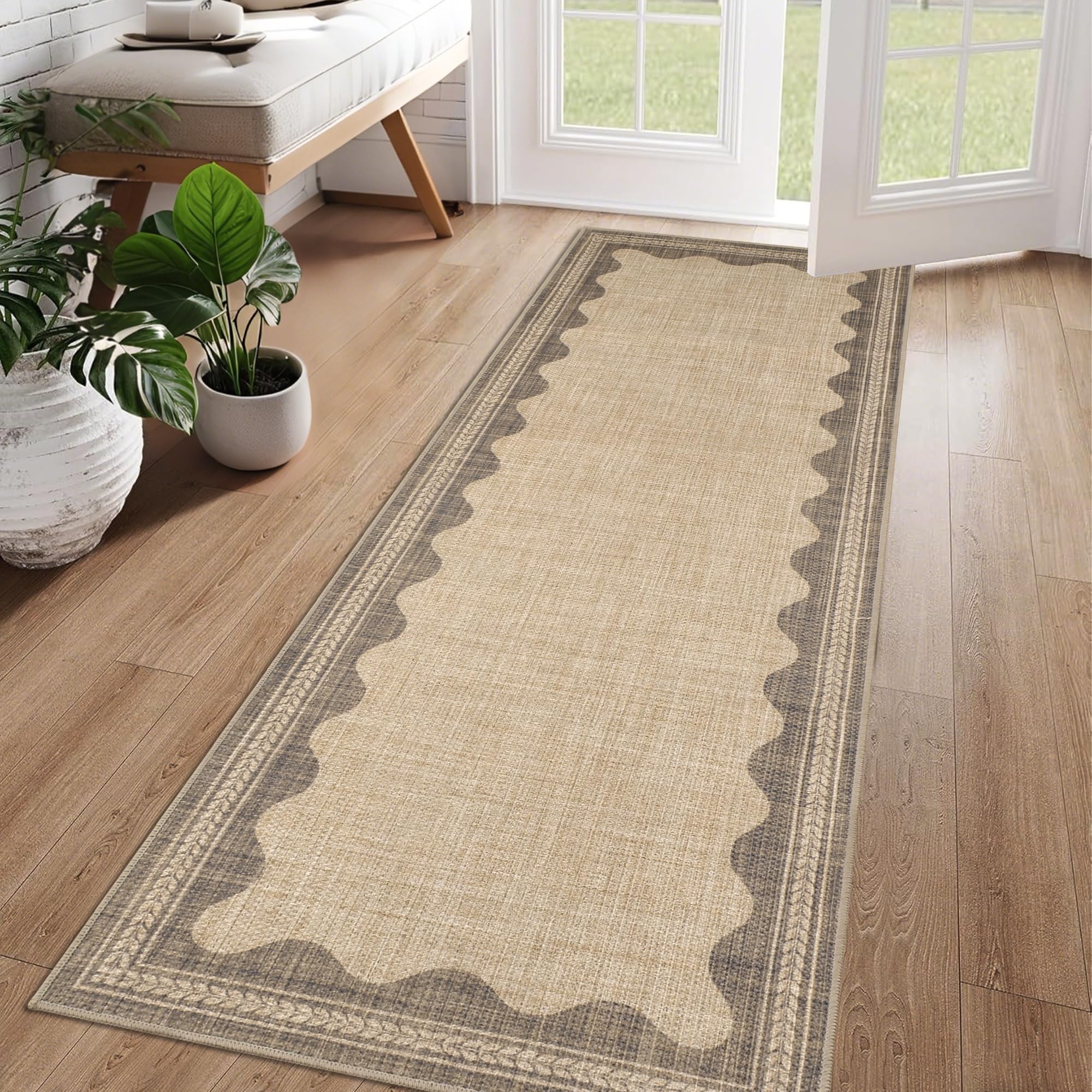 Striped Easy Jute Rug 5x7 Outdoor Patio Rug Washable Rugs for Living Room Bedroom Non Slip Non Shedding Neutral Farmhouse Indoor Outdoor Carpet for Backyard Patio Office