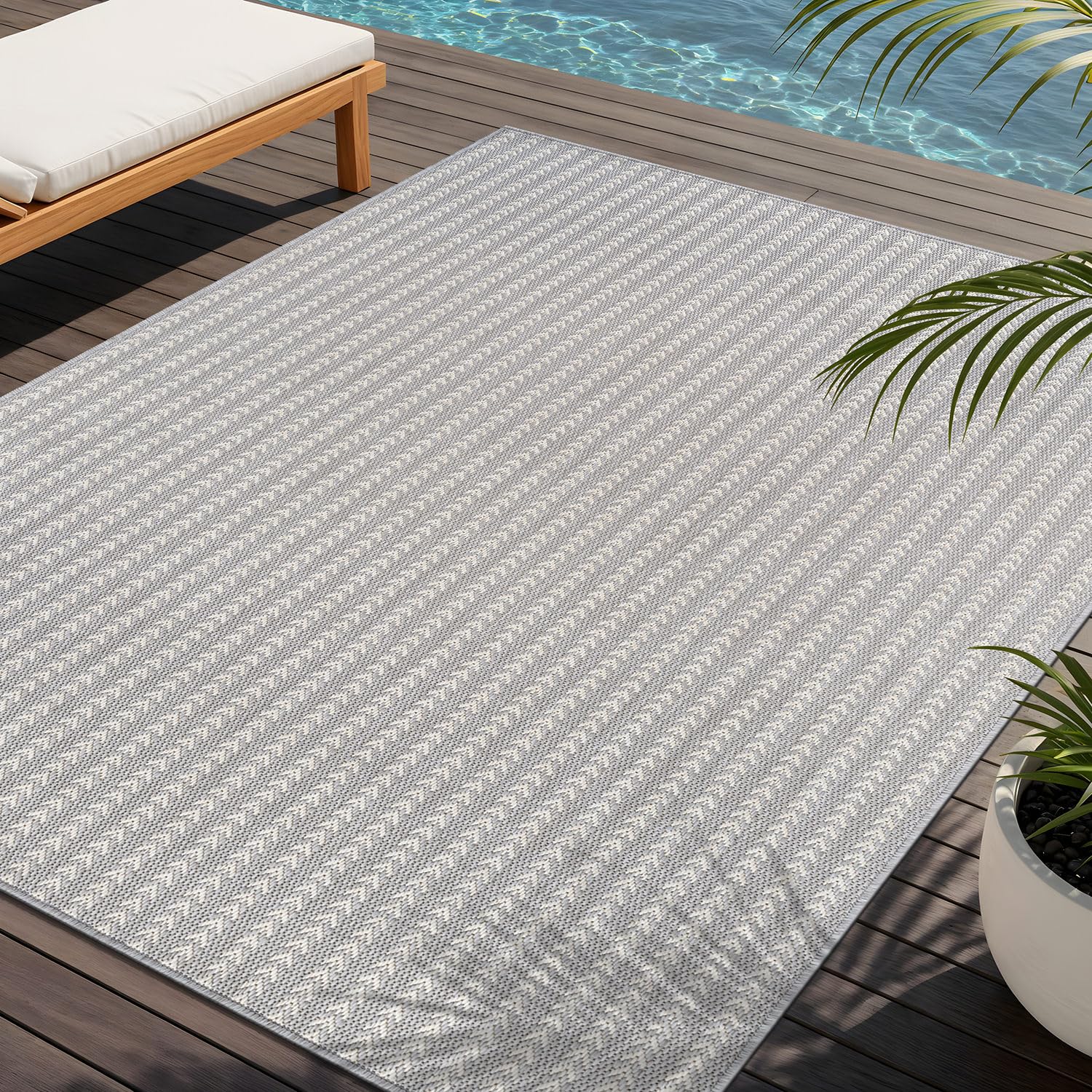 Washable Outdoor Rug 5x7 Modern Area Rugs Outdoor Carpets Striped Pattern Non Shedding Waterproof Easy Clean Patio Deck Porch Living Room Bedroom Garden RV (5 X 7 Olive)