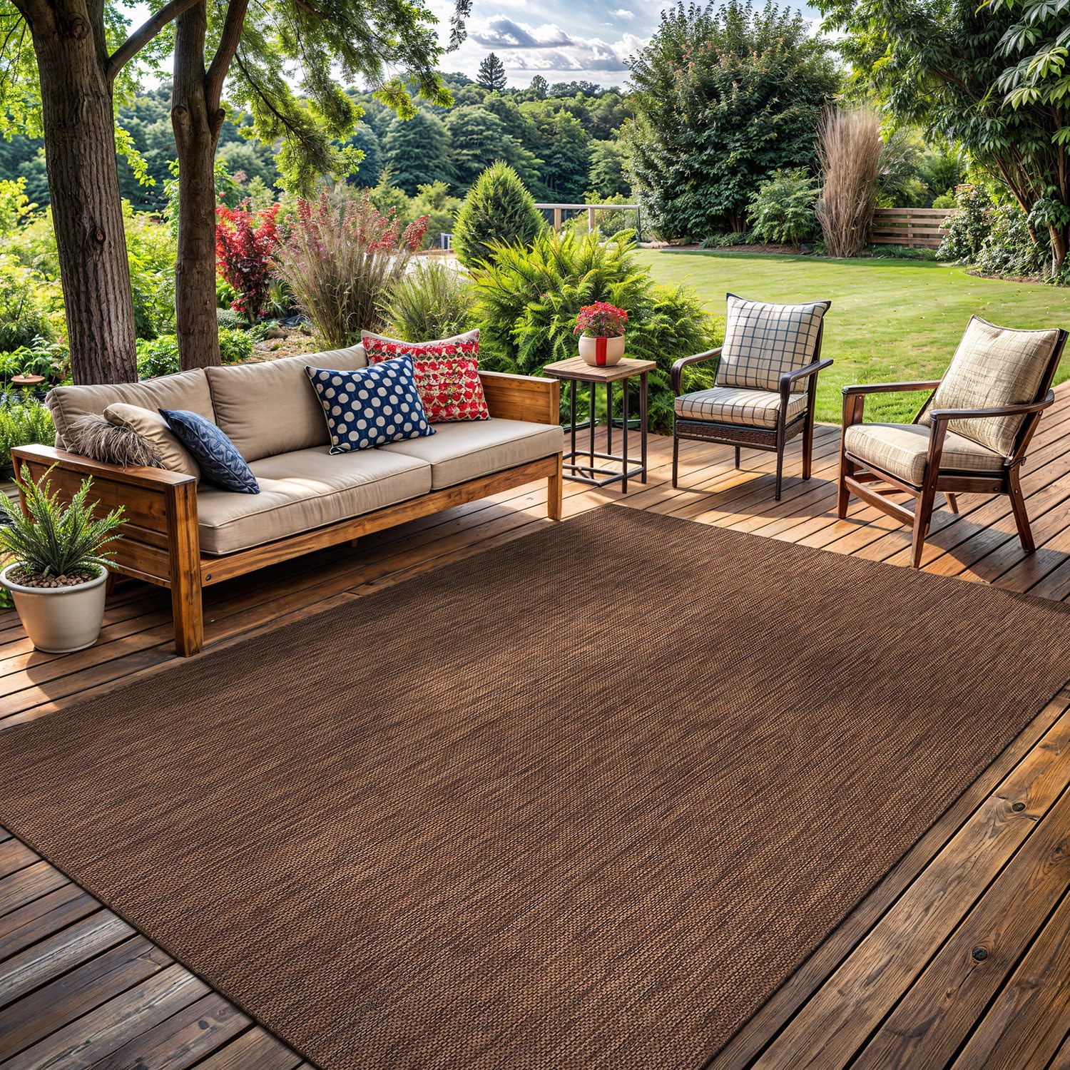 Washable Indoor Outdoor Rug 6x9 Modern Area Rugs Branch Pattern Non Shedding Waterproof Easy Clean Patio Deck Porch Living Room Bedroom Garden RV (6 X 9 Blue)